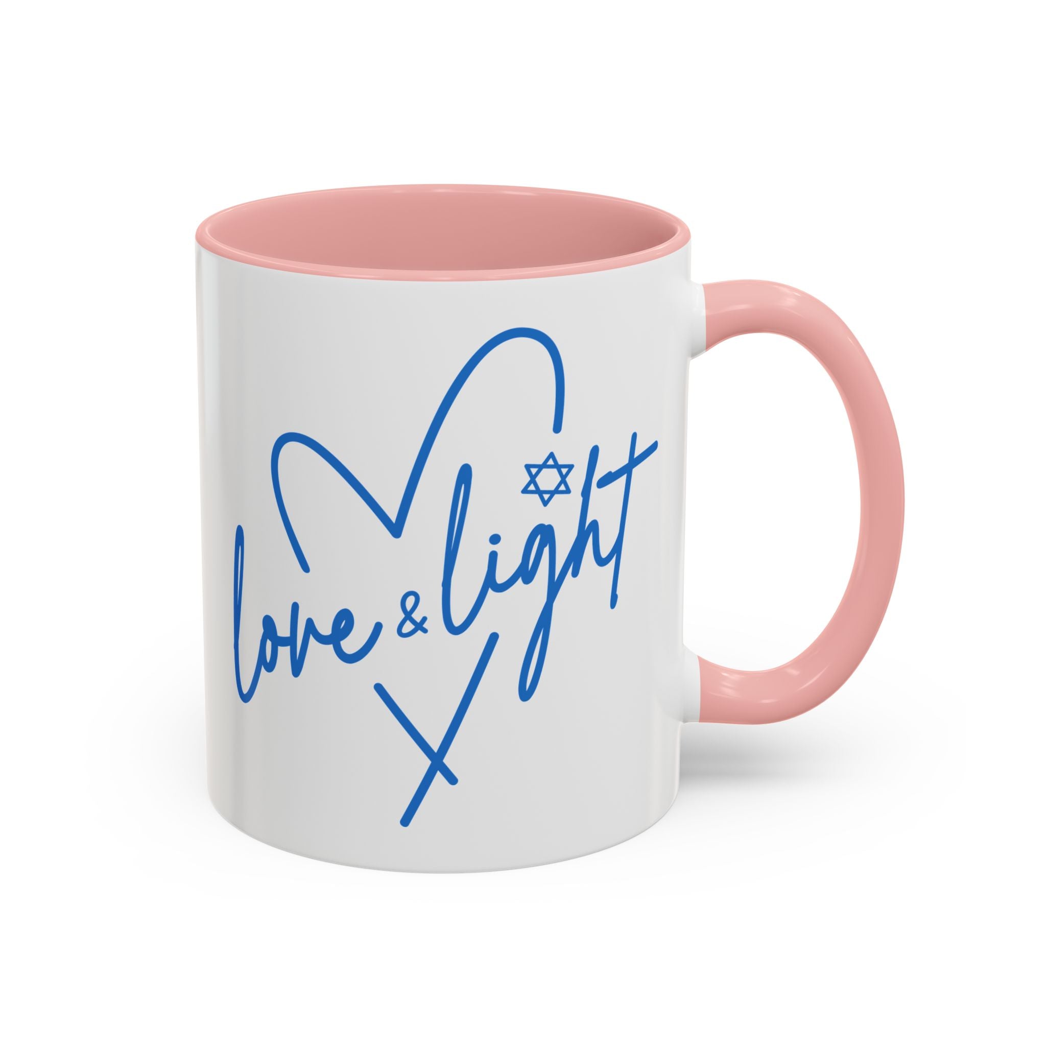Love & Light Mug - Available in a variety of vibrant accent colors, and in 15oz and 11oz sizes. Dishwasher and microwave safe.