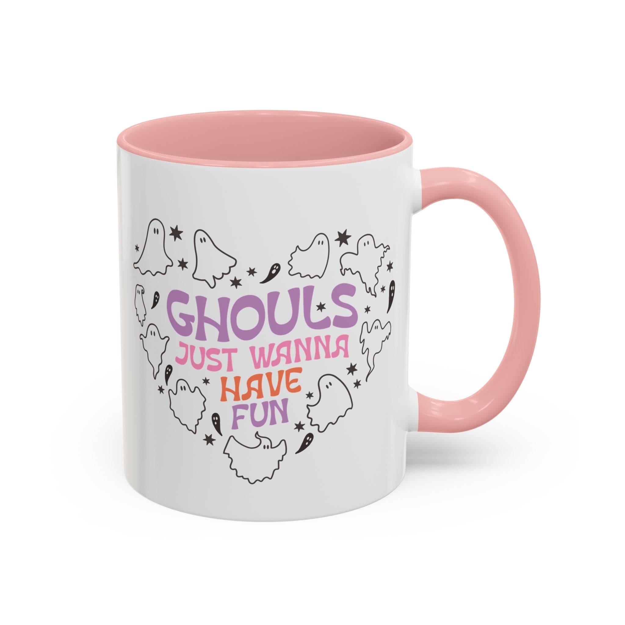Ghouls Just Wanna Have Fun Mug - Available in a variety of vibrant accent colors, and in 15oz and 11oz sizes. Dishwasher and microwave safe.