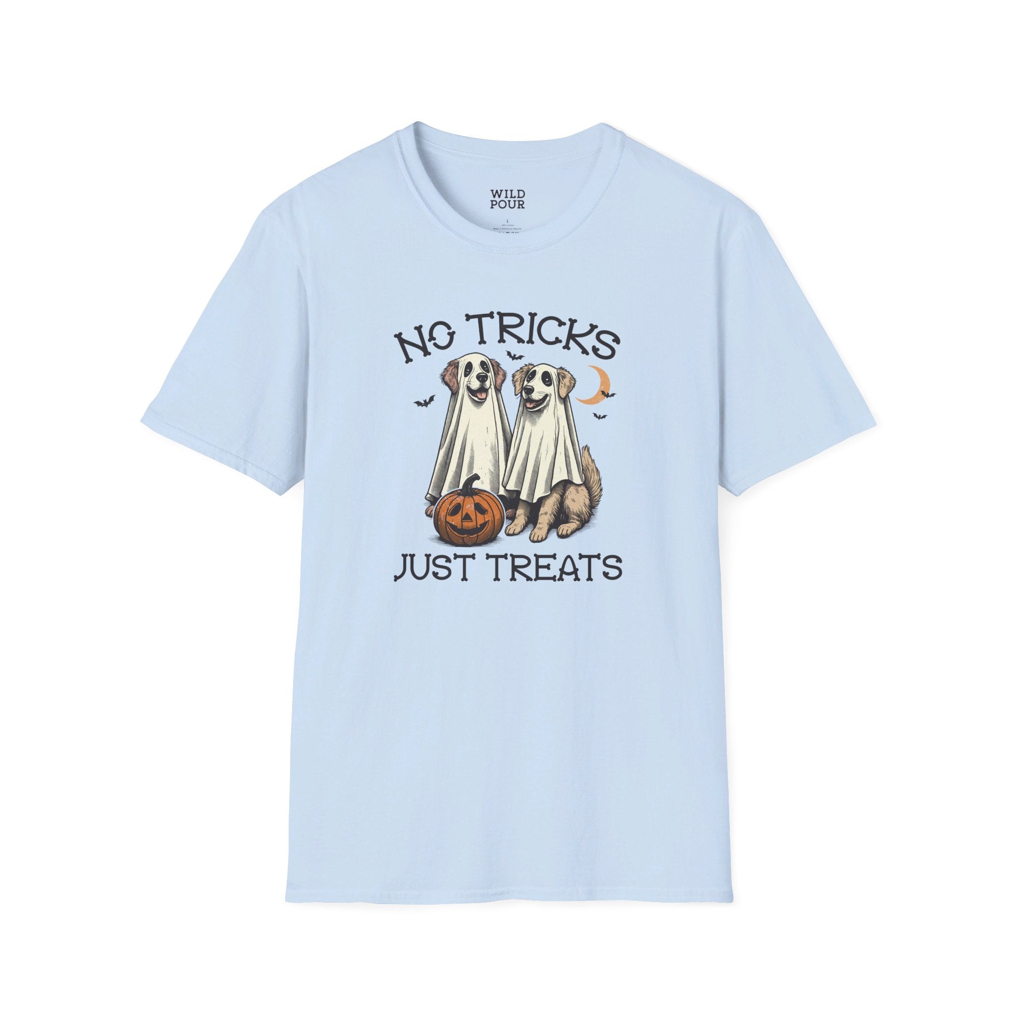 No Tricks, Just Treats - Vintage Dog Tee - Ultra-soft and super comfy, our premium quality unisex tees are perfect for any season.