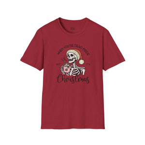 When You're Dead Inside, But it's Christmas, Holiday Skeleton Tee-Adult Tees-Wild Pour