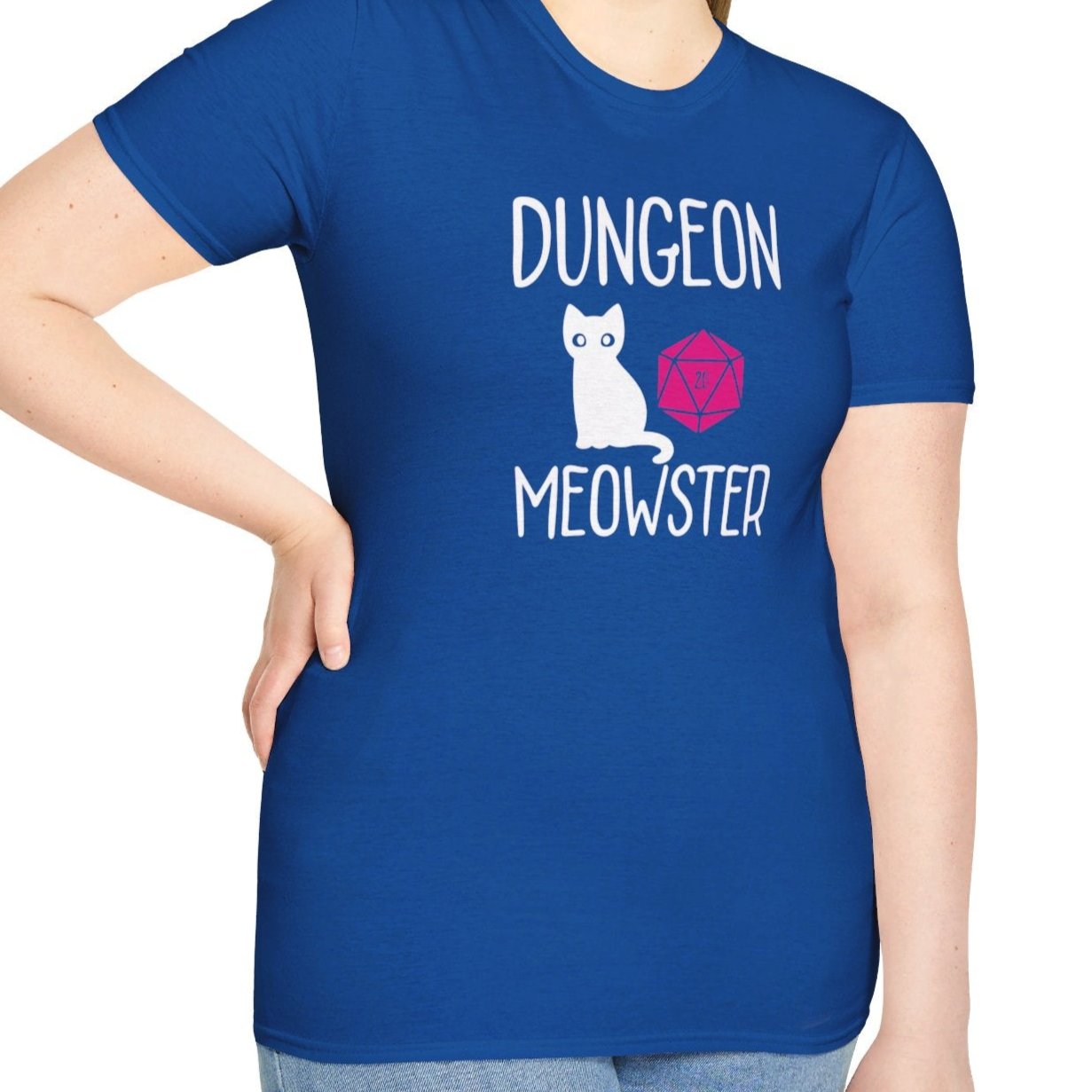 Dungeon Meowster, Pink D20 Tee-Adult Tees-Wild Pour