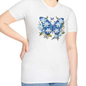 Blue Butterfly, Paper Quilling Tee-Adult Tees-Wild Pour