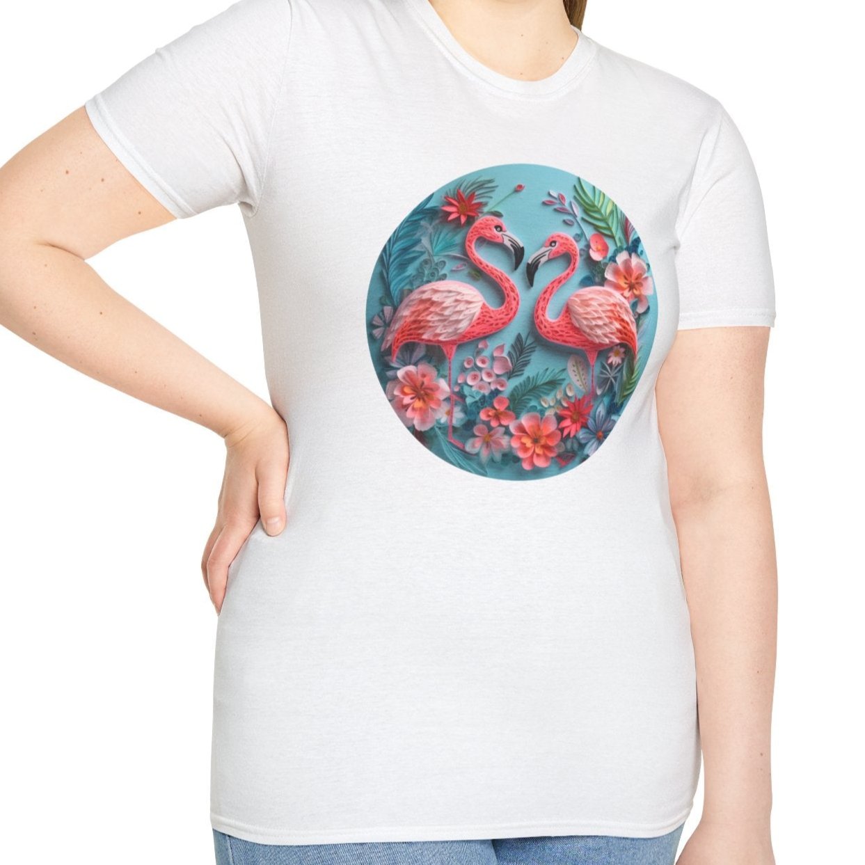 Flamingos, Paper Quilling Tee-Adult Tees-Wild Pour