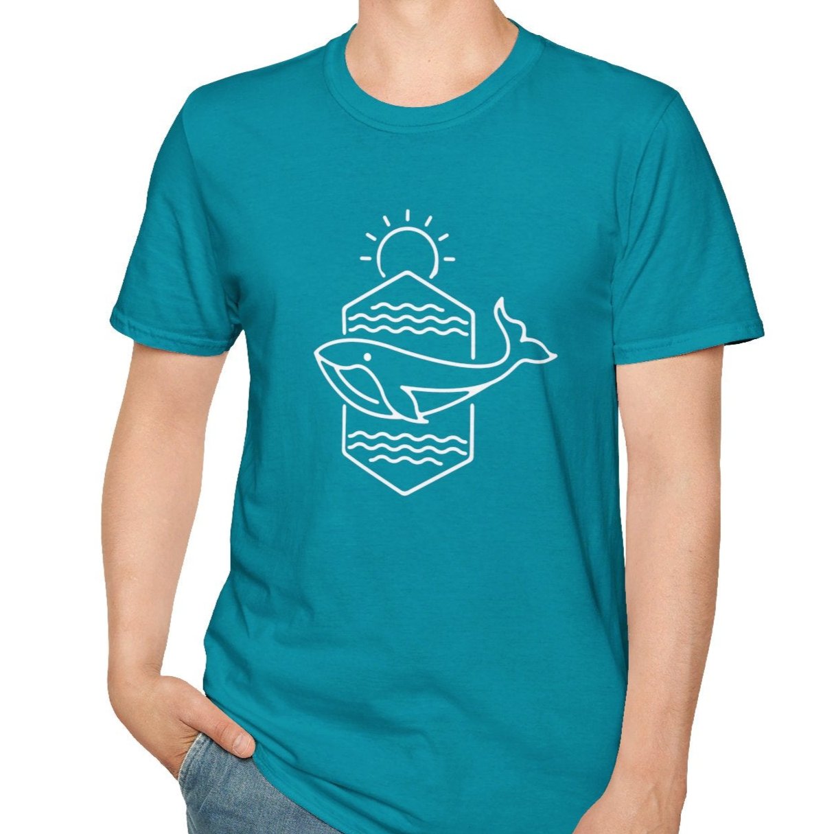 Geometric Whale & The Ocean Tee-Adult Tees-Wild Pour