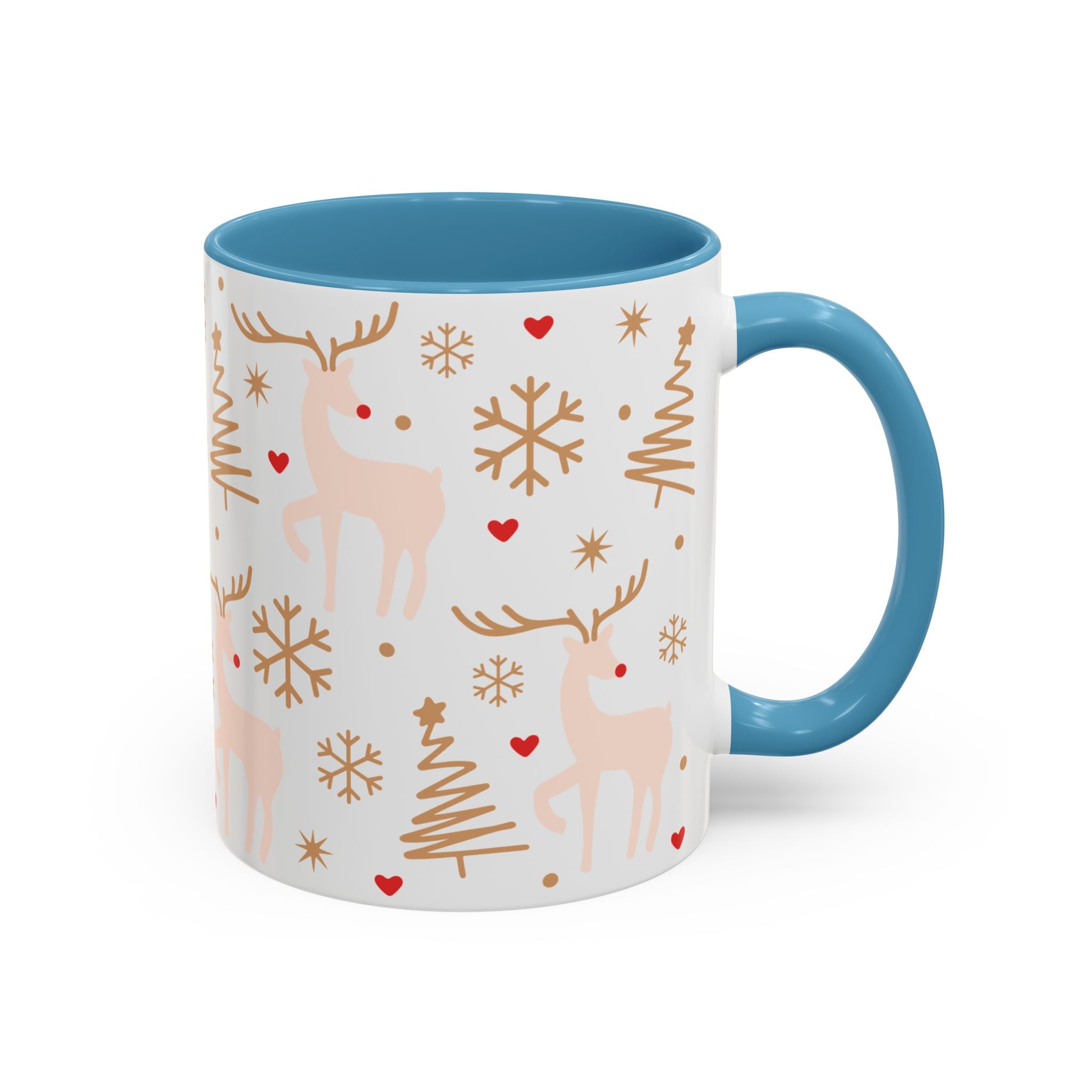 Reindeer, Snowflakes, and Trees, Decorative Wrap-Around Holiday Mug-Mug-Wild Pour