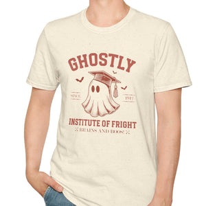 Ghostly Institute of Fright - Halloween University Tee-Adult Tees-Wild Pour