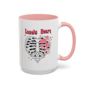 Lovely Heart, Anti-Valentine's Skeleton Mug - Available in a variety of vibrant accent colors, and in 15oz and 11oz sizes. Dishwasher and microwave safe.