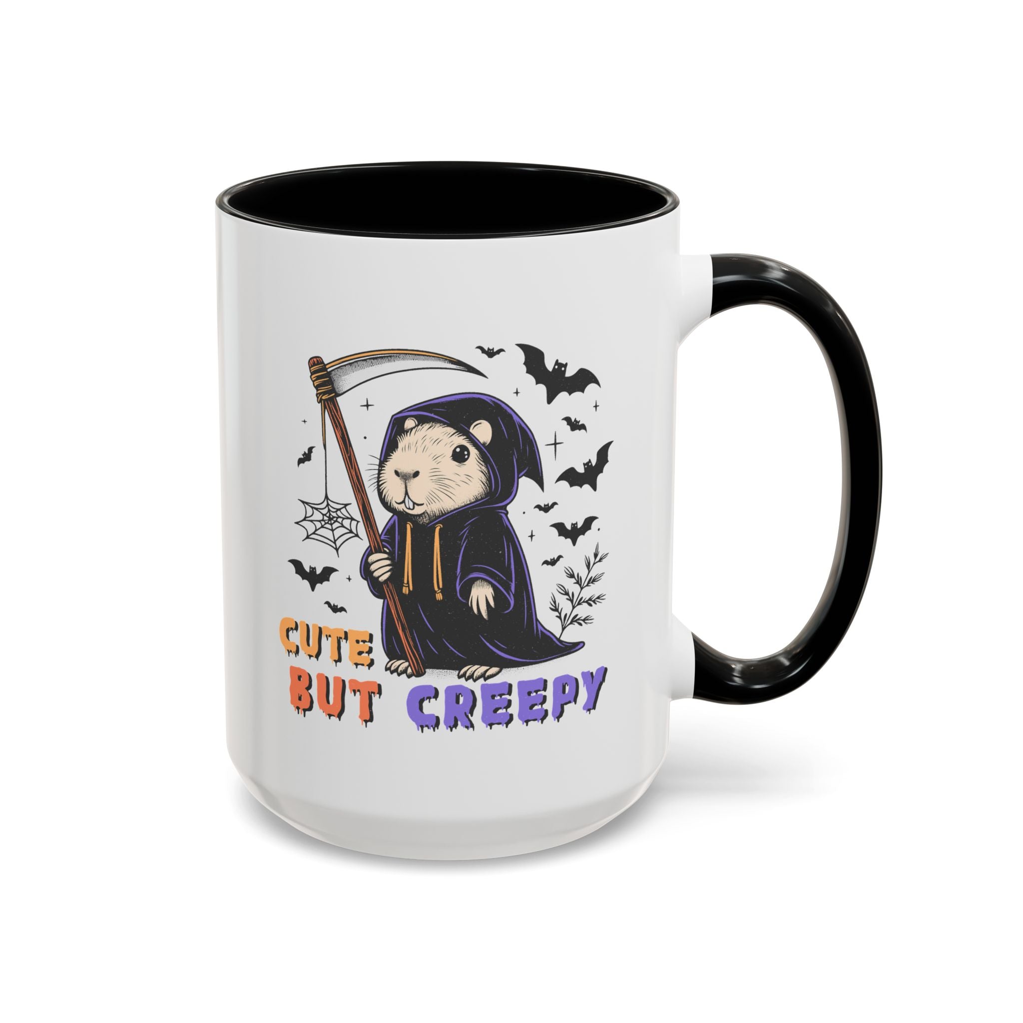 Cute But Creepy, Capybara Mug - Available in a variety of vibrant accent colors, and in 15oz and 11oz sizes. Dishwasher and microwave safe.