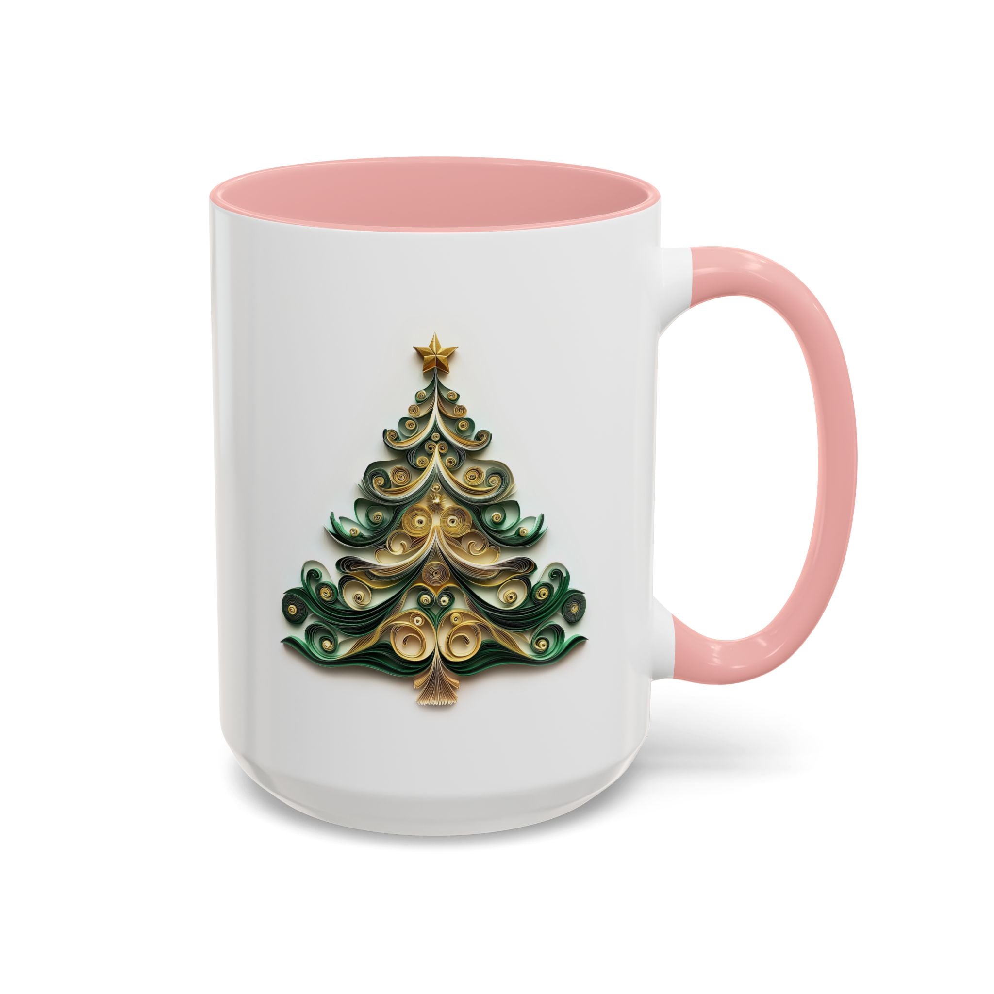 Christmas Tree, Green and Gold, Paper Quilling Mug-Mug-Wild Pour