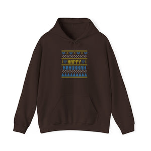 Happy Hanukkah, Ugly Sweater Hoodie-Hoodie-Wild Pour