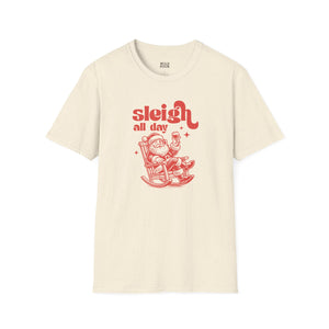 Sleigh All Day, Funny Santa Tee-Adult Tees-Wild Pour