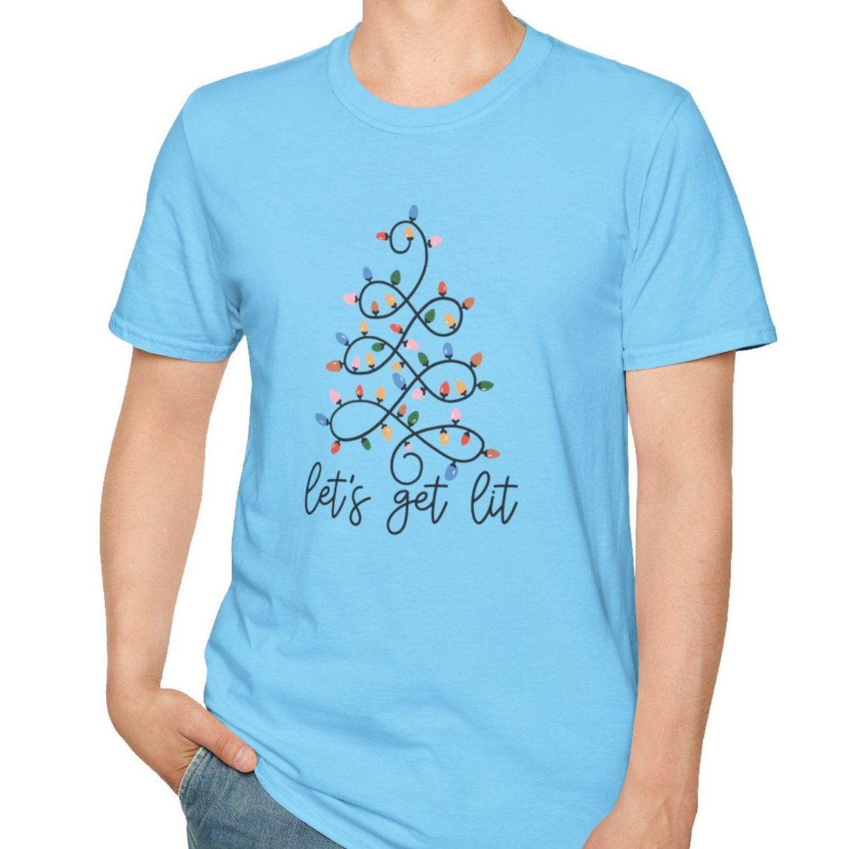 Let's Get Lit, Christmas Lights Tee-Adult Tees-Wild Pour