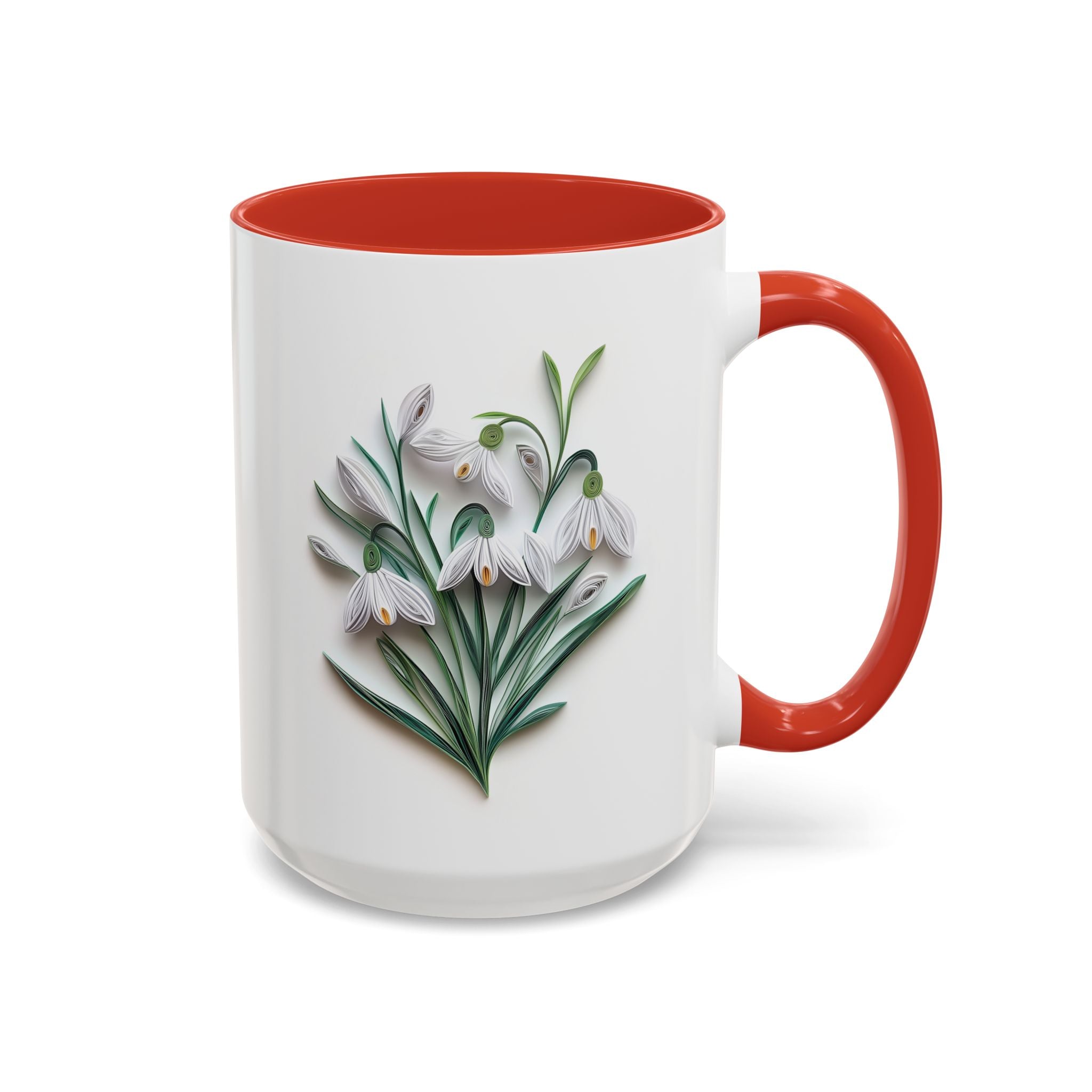 January Snowdrop, Birth Month Paper Quilling Mug-Mug-Wild Pour