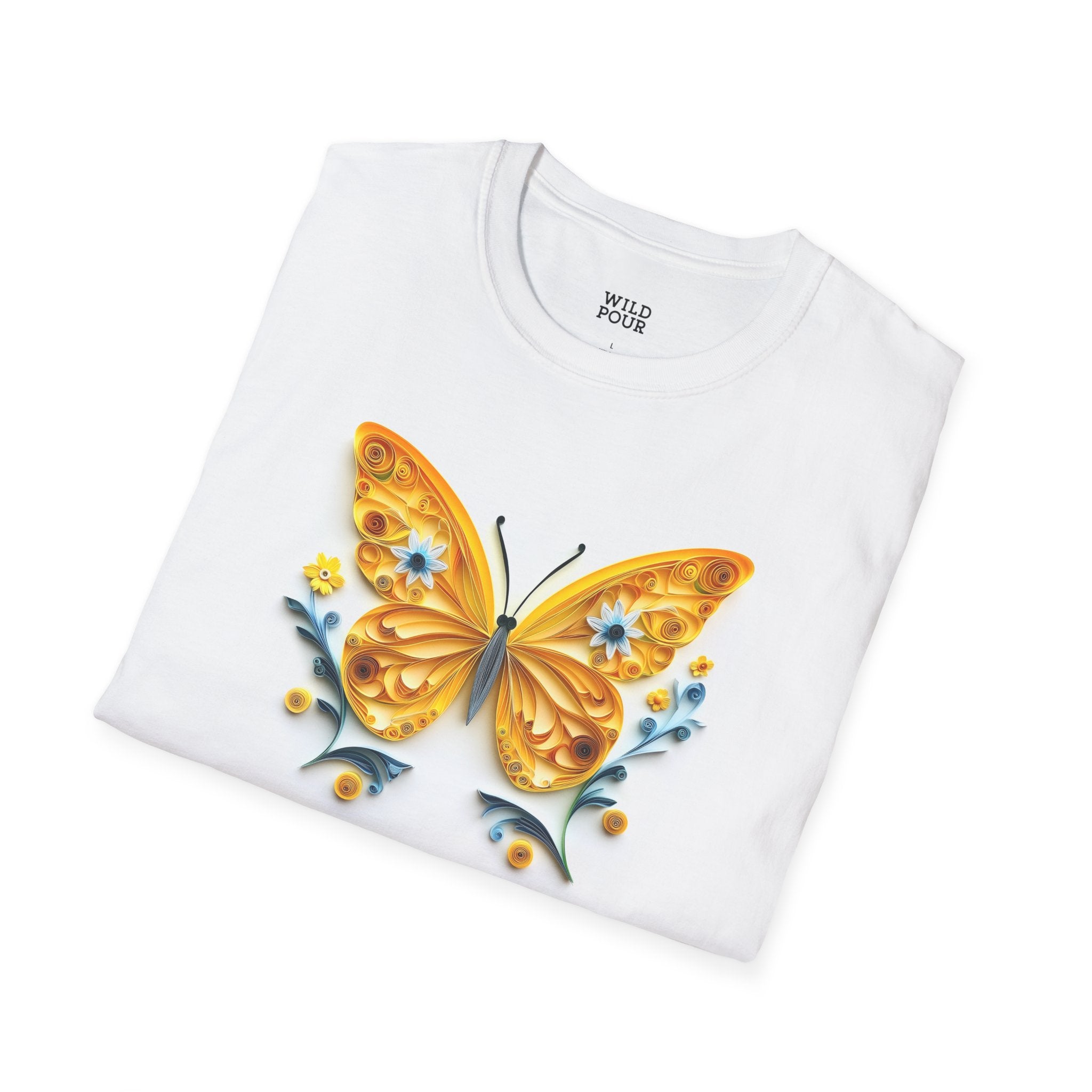 Yellow Butterfly, Paper Quilling Tee-Adult Tees-Wild Pour