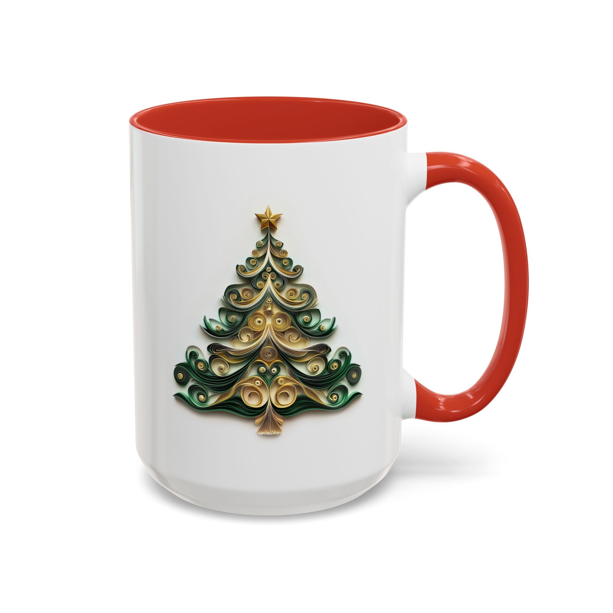 Christmas Tree, Green and Gold, Paper Quilling Mug-Mug-Wild Pour