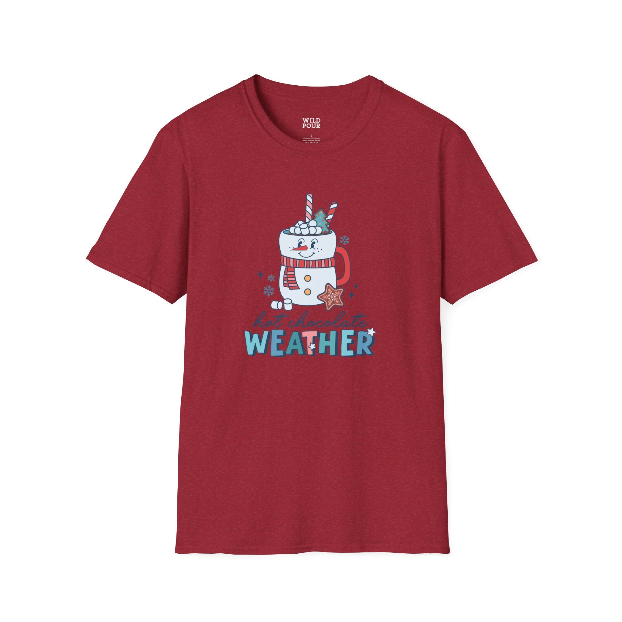 Hot Chocolate Weather, Snowman Tee-Adult Tees-Wild Pour