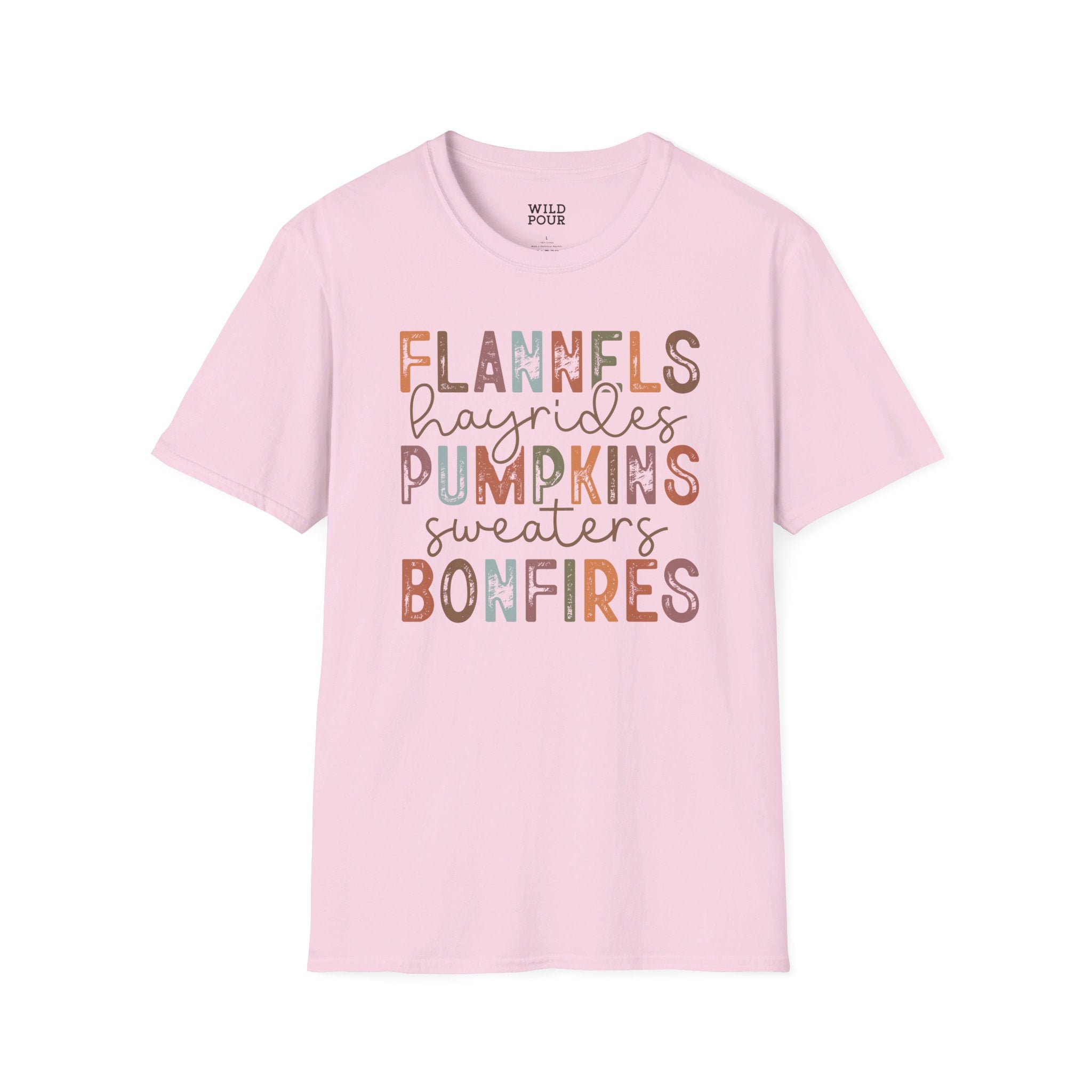 Flannels Hayrides Pumpkins Sweaters, Fall Tee-Adult Tees-Wild Pour