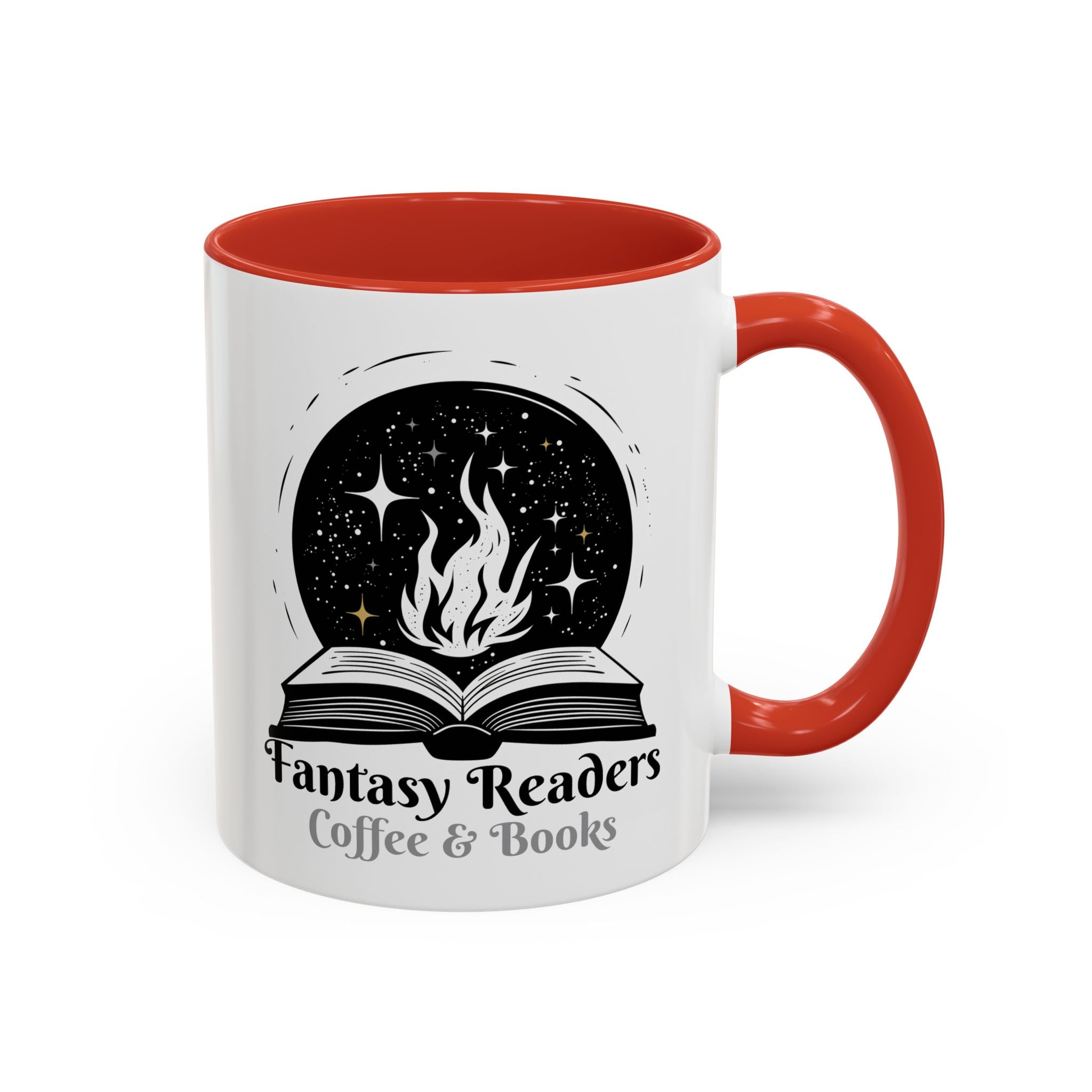 Fantasy Readers Coffee & Books - Fireball Mug - Available in a variety of vibrant accent colors, and in 15oz and 11oz sizes. Dishwasher and microwave safe.