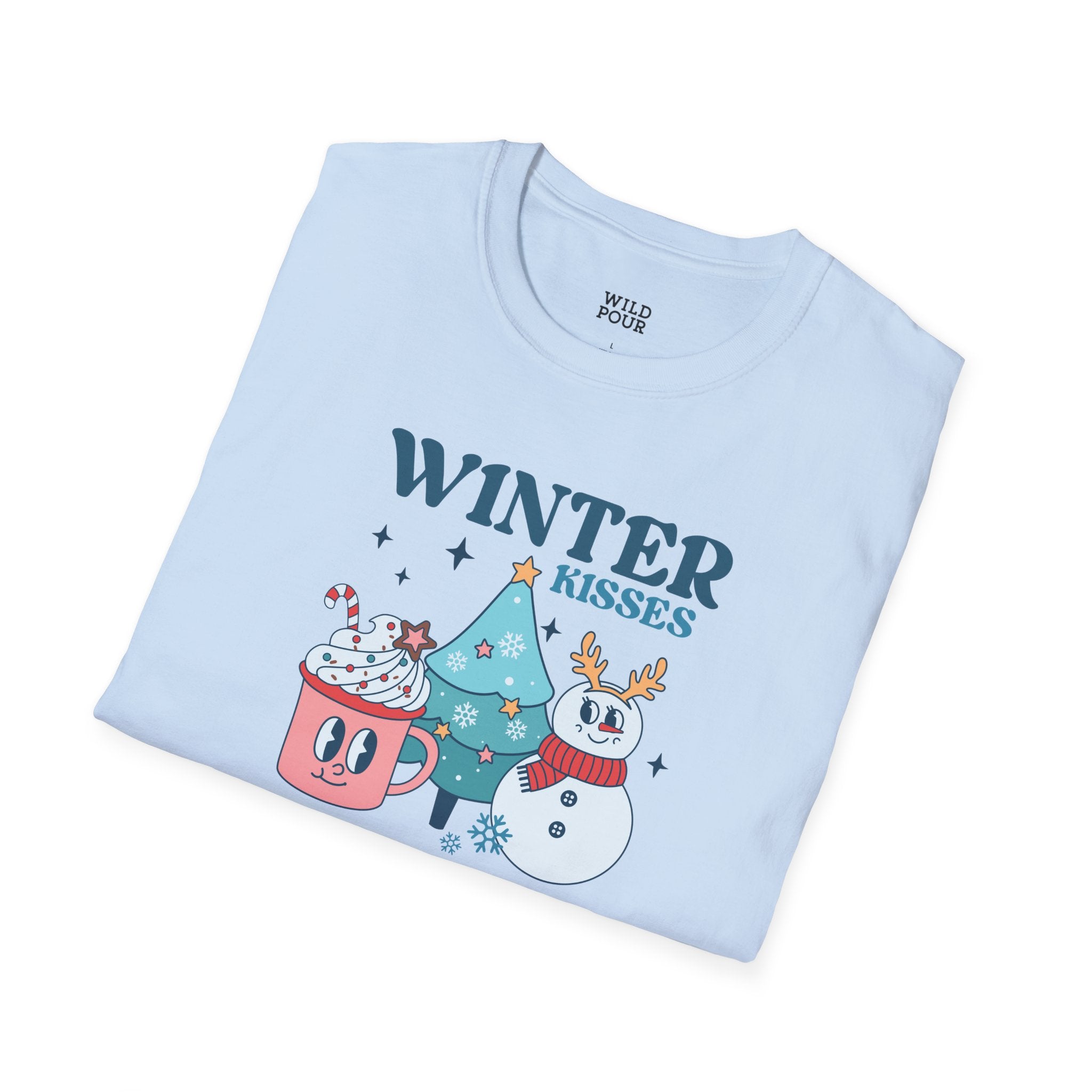 Winter Kisses and Snowflake Wishes, Snowman Tee-Adult Tees-Wild Pour