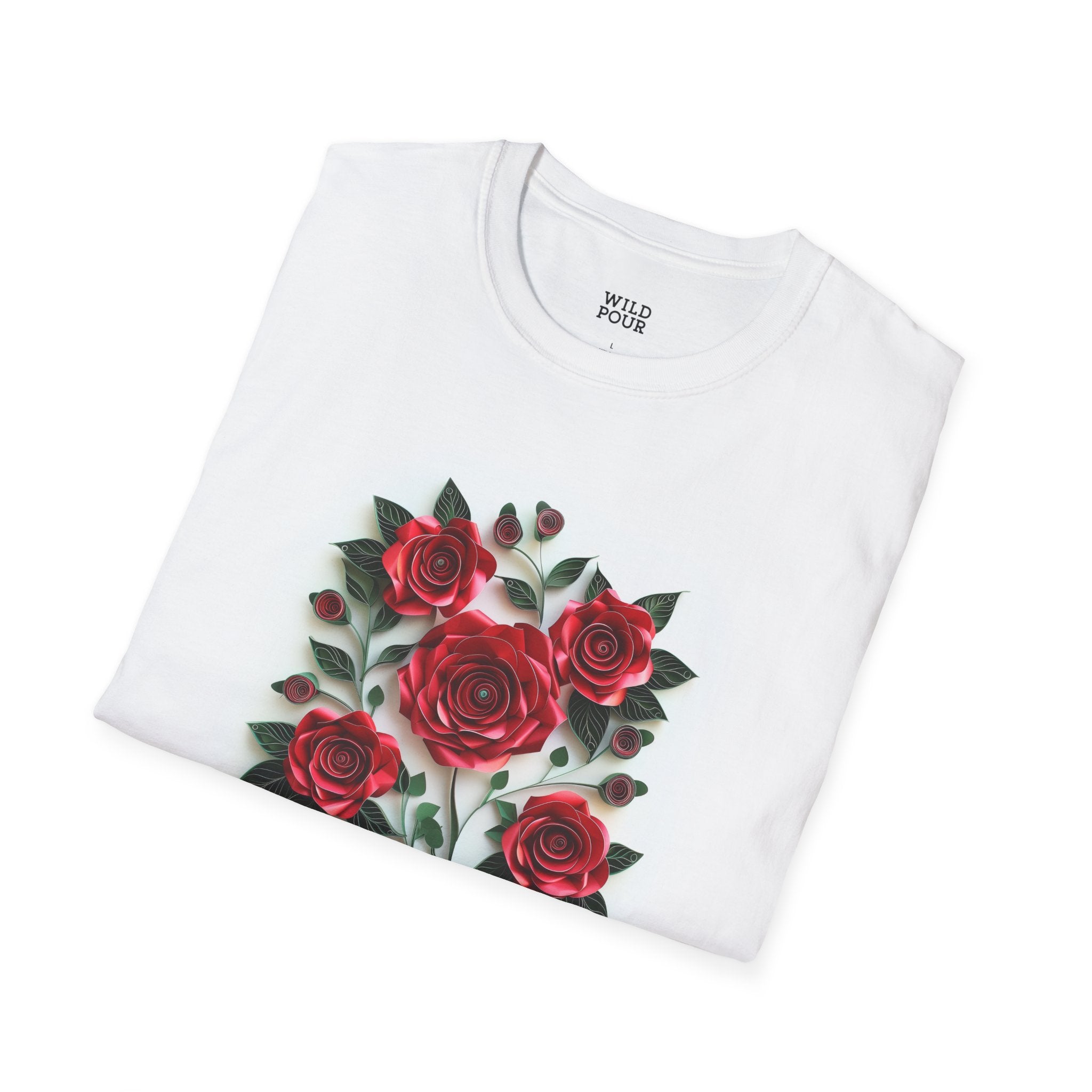 Red Roses, Paper Quilling Tee-Adult Tees-Wild Pour