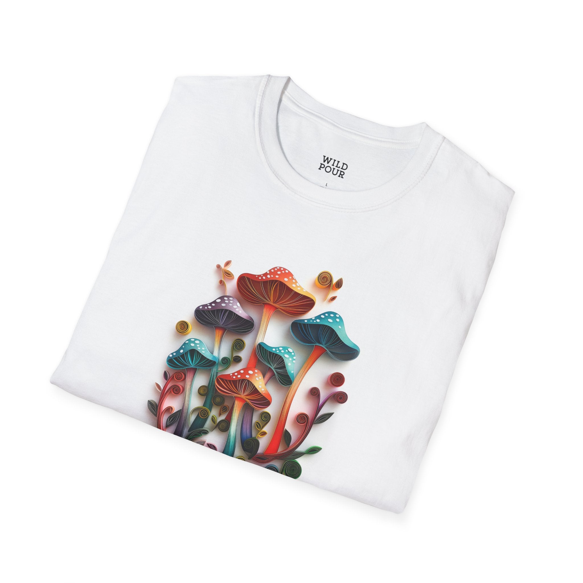 Whimsical Mushrooms, Paper Quilling Tee-Adult Tees-Wild Pour