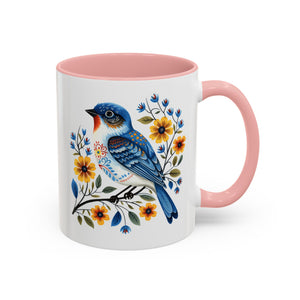 Blue Bird, Folk Art Mug-Mug-Wild Pour