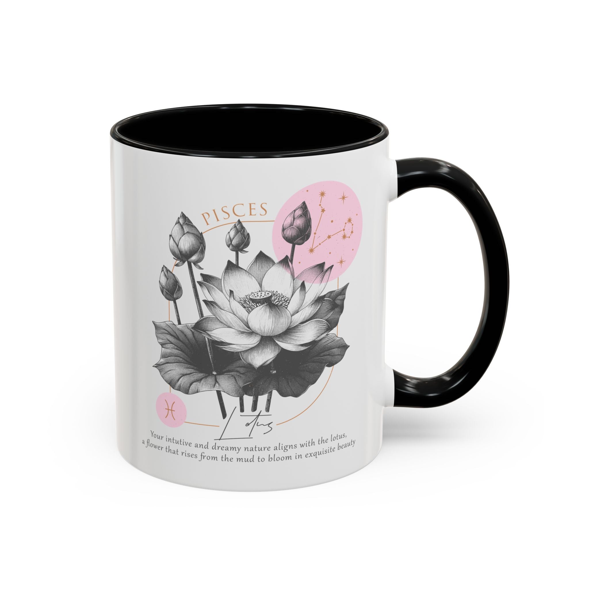 February - March, Lotus, Pisces, Zodiac Birth Month Mug-Mug-Wild Pour