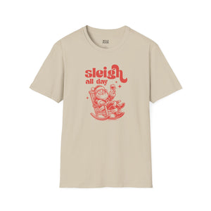 Sleigh All Day, Funny Santa Tee-Adult Tees-Wild Pour