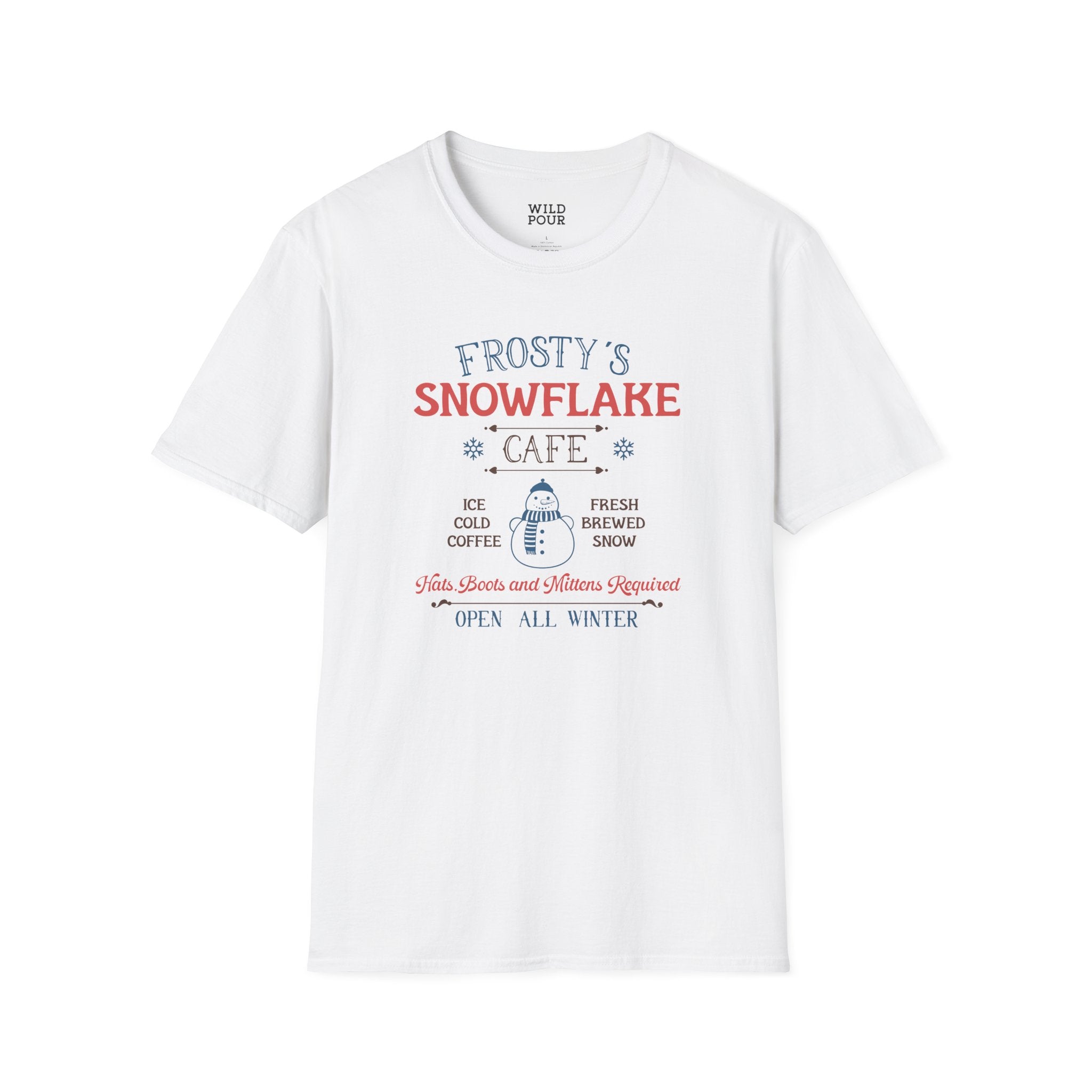 Frosty's Snowflake Cafe, Snowman Tee-Adult Tees-Wild Pour