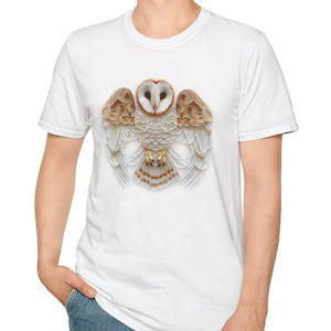 Barn Owl, Paper Quilling Tee-Adult Tees-Wild Pour