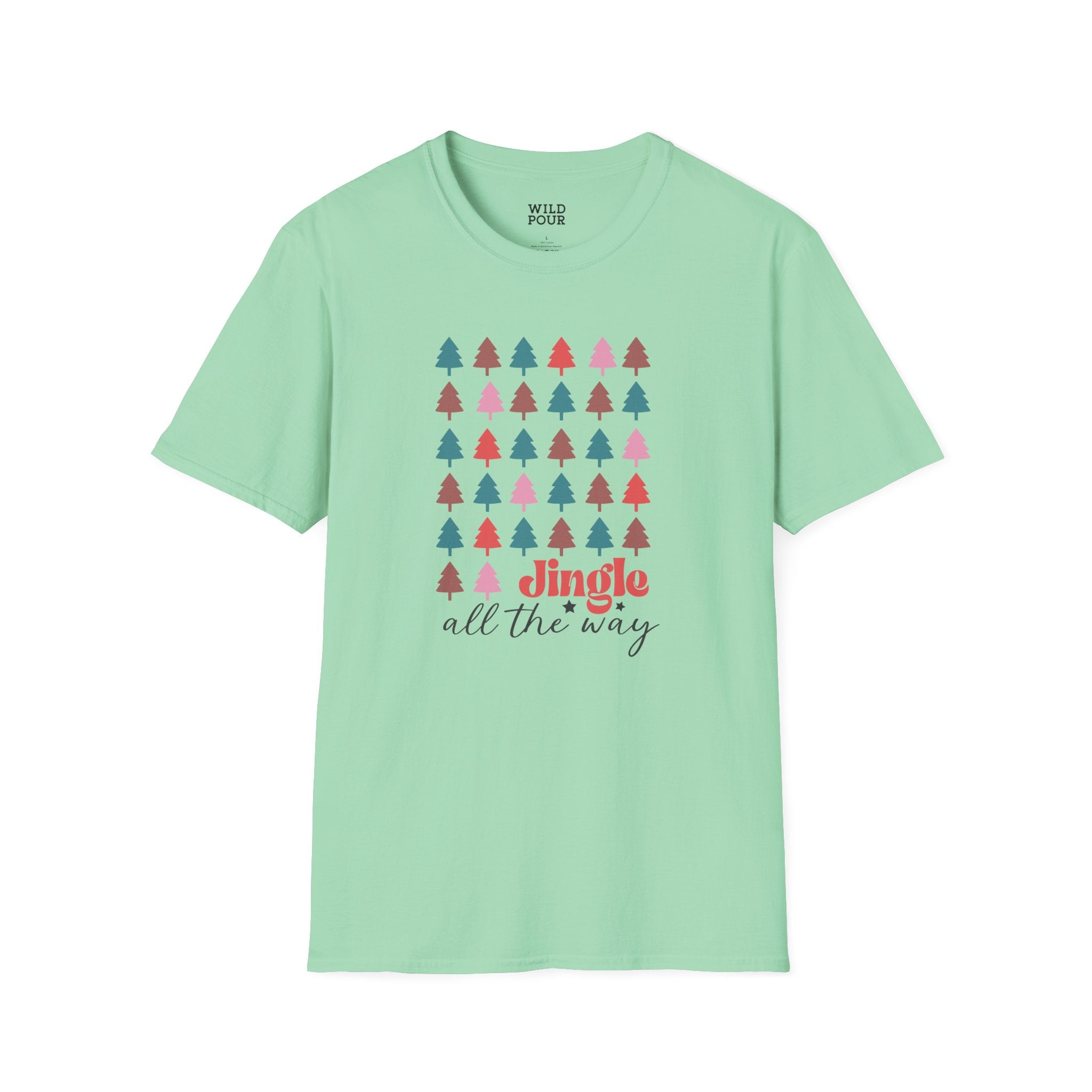 Jingle All the Way, Christmas Trees Tee-Adult Tees-Wild Pour