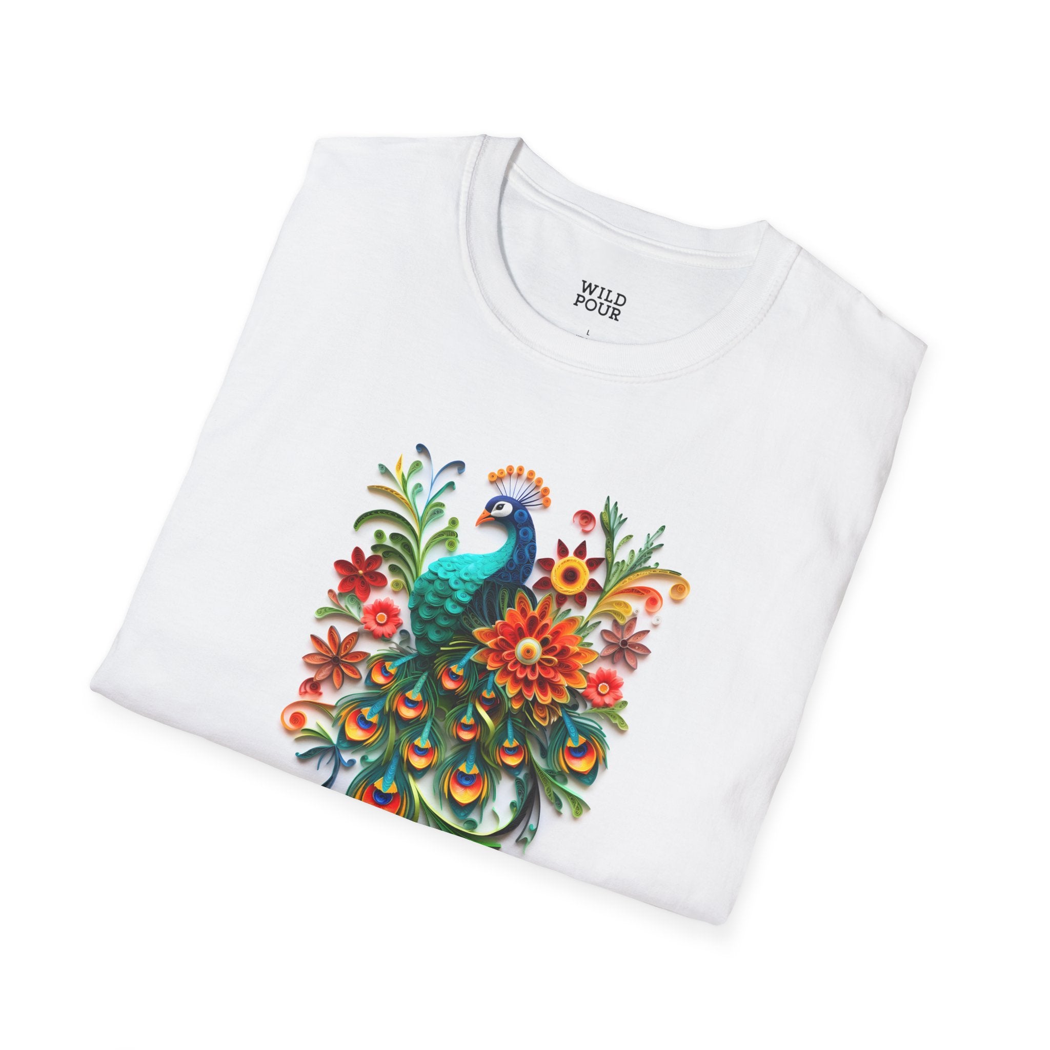 Peacock, Paper Quilling Tee-Adult Tees-Wild Pour