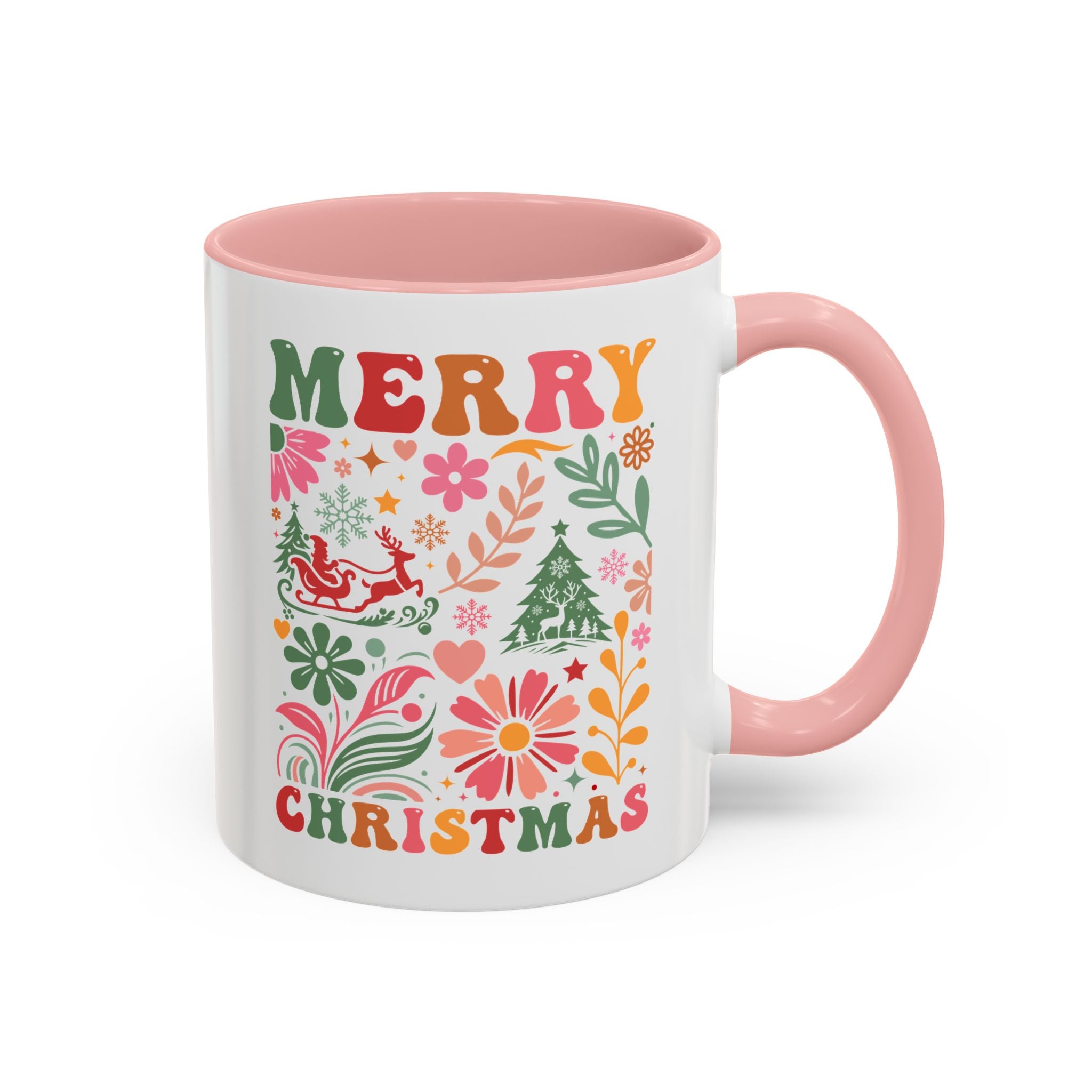 Merry Christmas, Boho Flowers Mug-Mug-Wild Pour