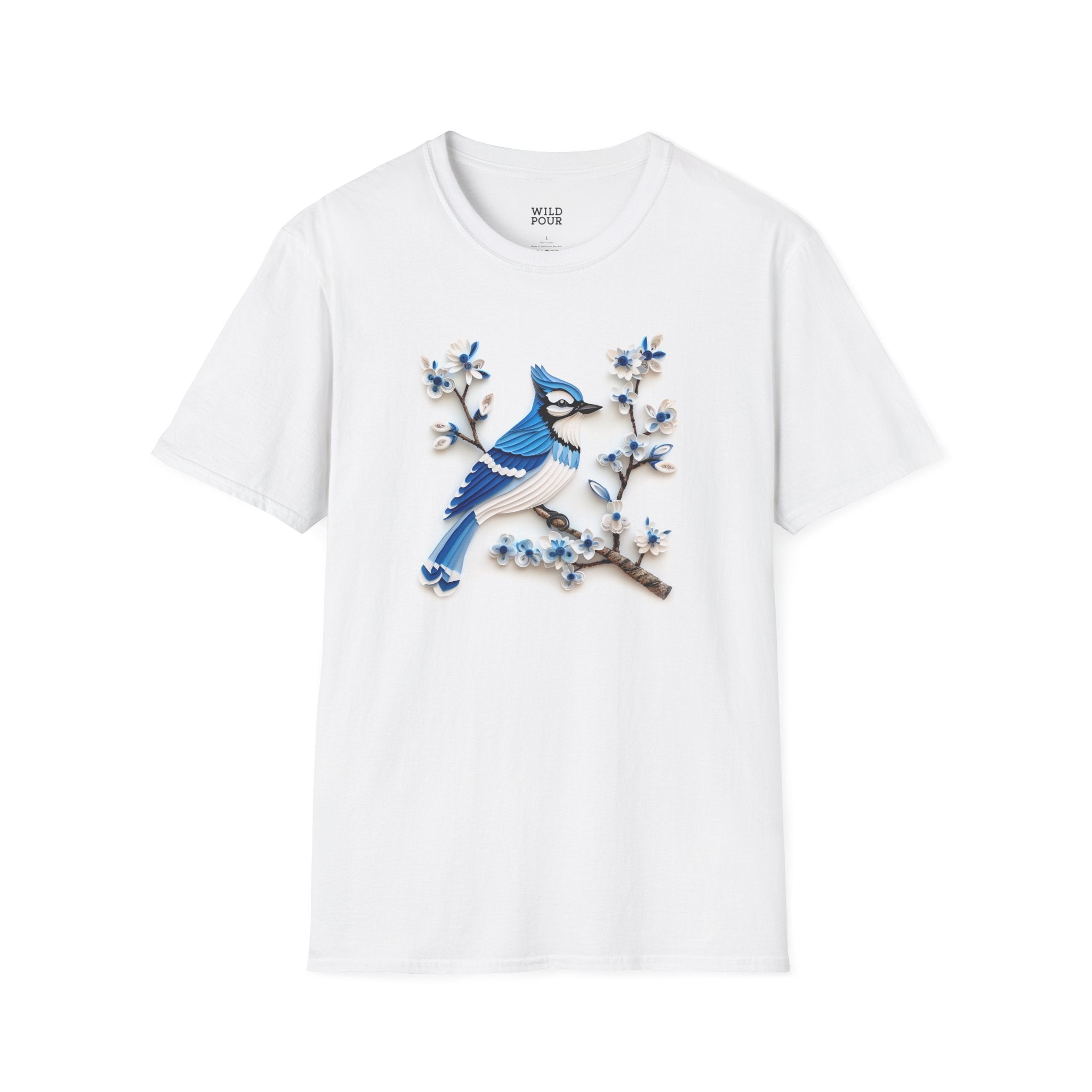 Blue Jay, Paper Quilling Tee-Adult Tees-Wild Pour