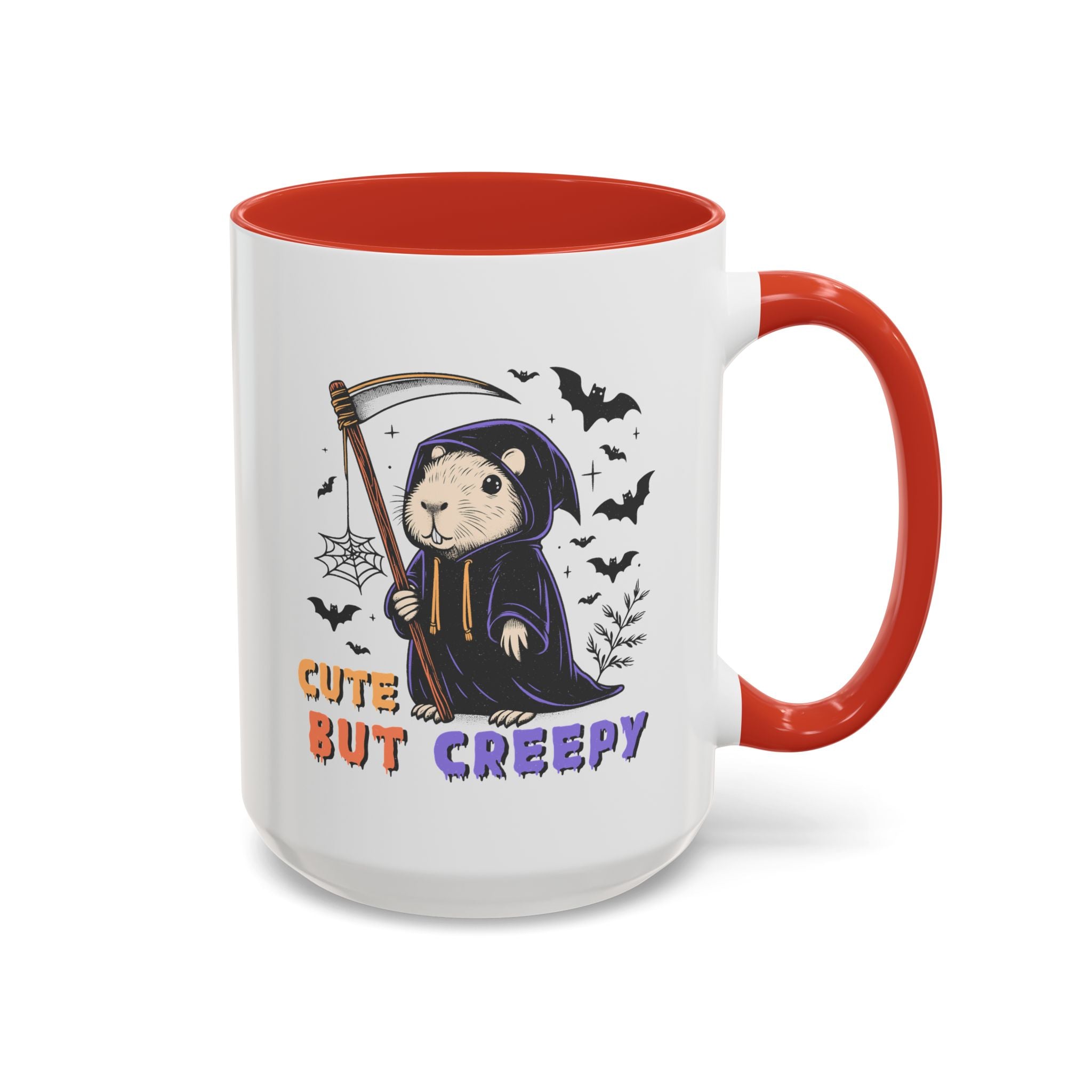 Cute But Creepy, Capybara Mug - Available in a variety of vibrant accent colors, and in 15oz and 11oz sizes. Dishwasher and microwave safe.