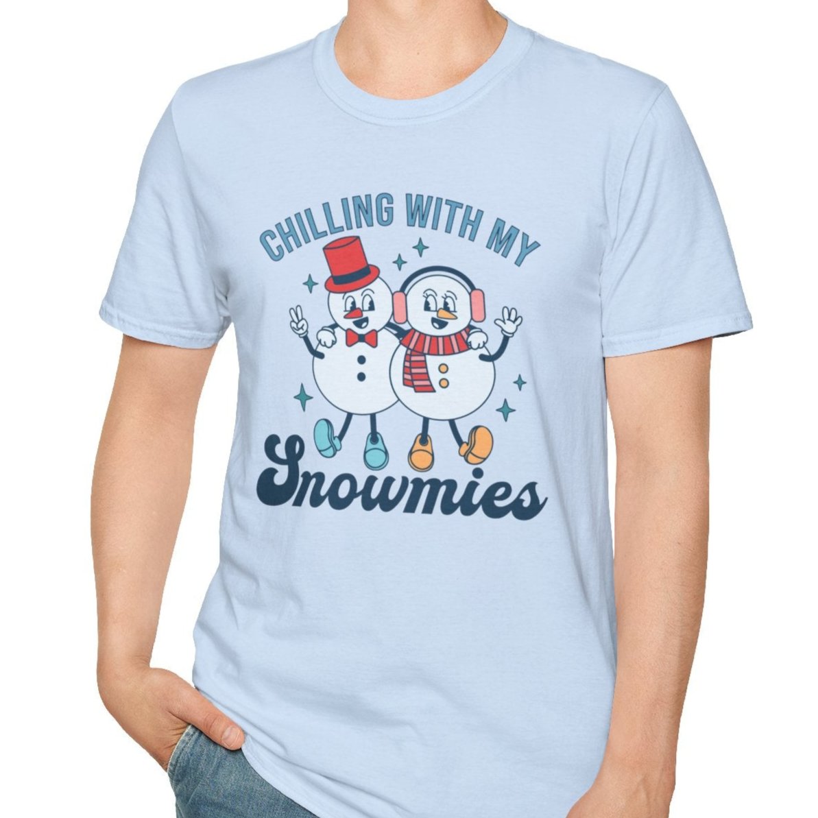 Chilling With My Snowmies, Snowman Tee-Adult Tees-Wild Pour