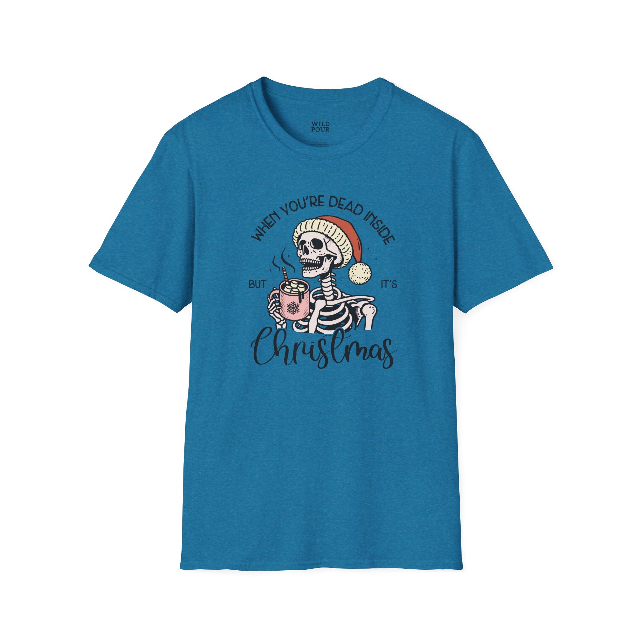 When You're Dead Inside, But it's Christmas, Holiday Skeleton Tee-Adult Tees-Wild Pour