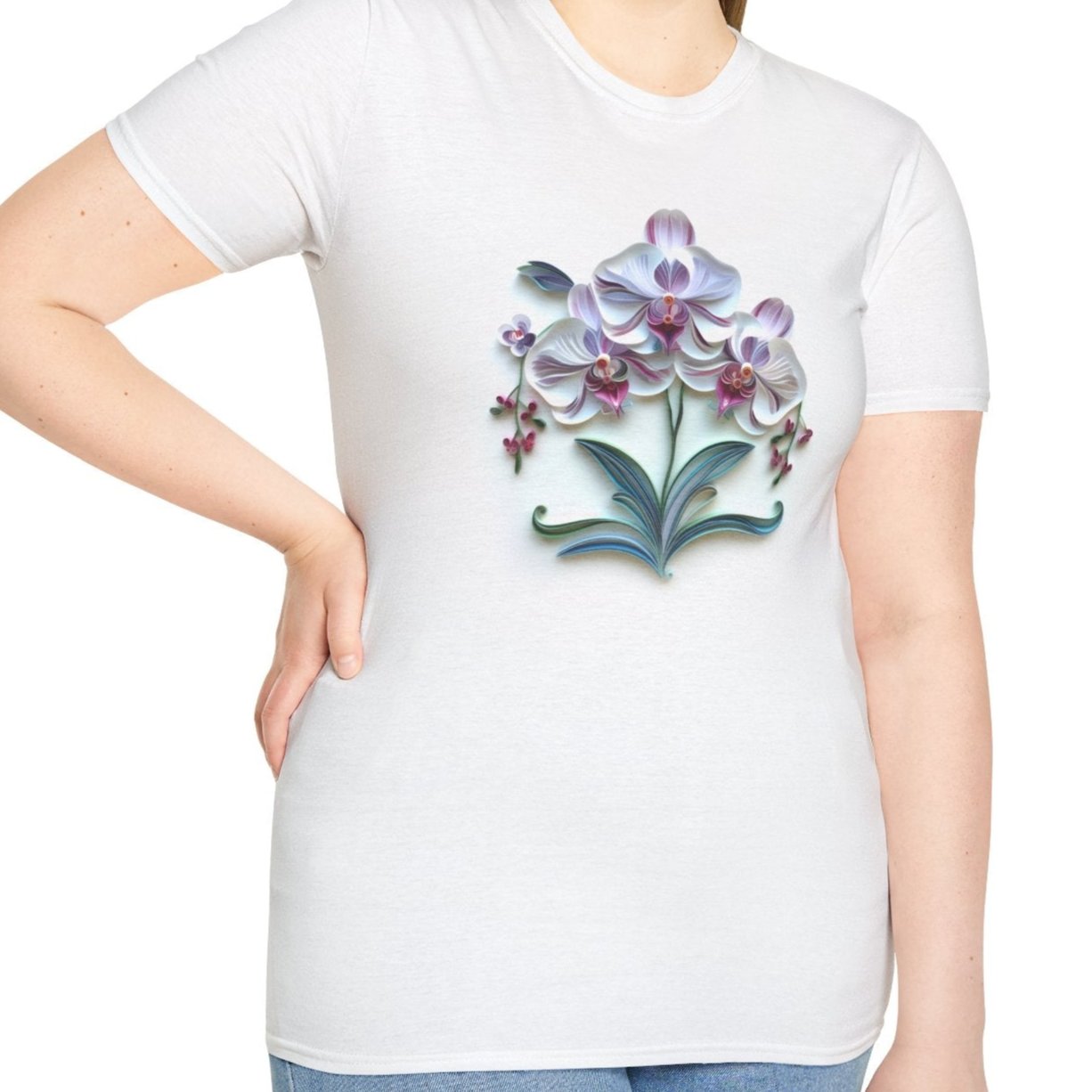 Orchids, Paper Quilling Tee-Adult Tees-Wild Pour