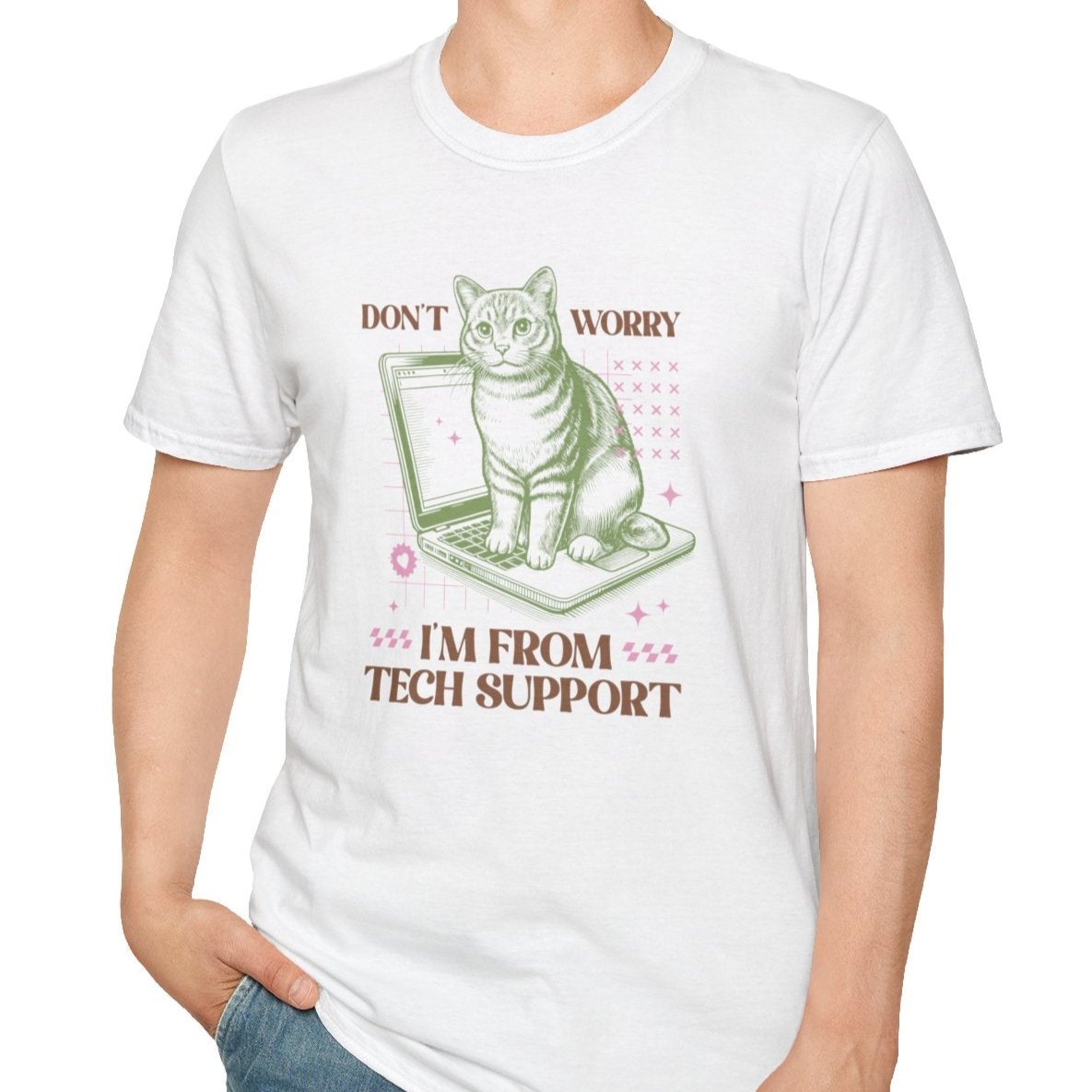 Don't Worry I'm From Tech Support, Cat Tee-Adult Tees-Wild Pour