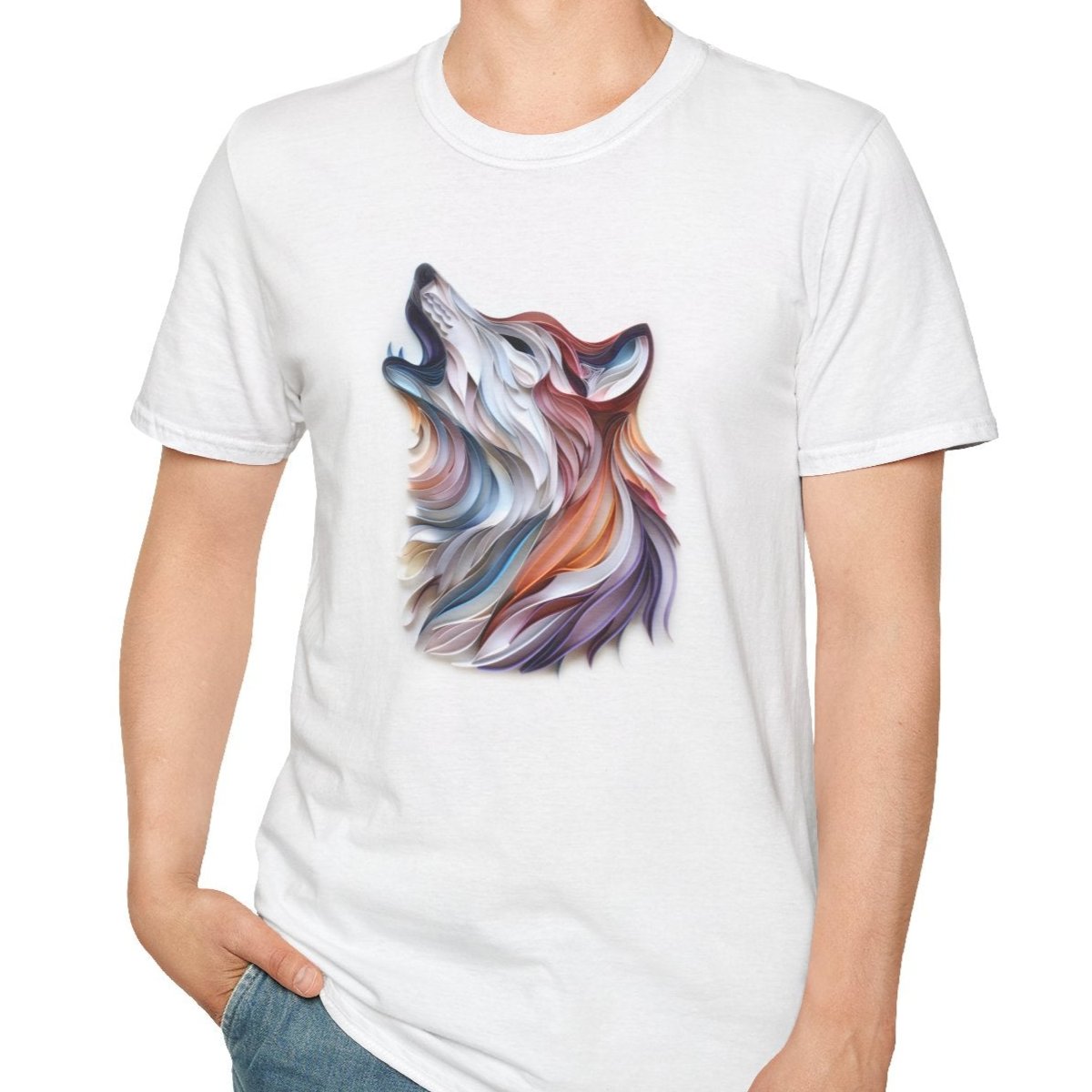 Howling Wolf, Paper Quilling Tee-Adult Tees-Wild Pour