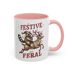 Festive But Feral, Christmas Raccoon Mug-Mug-Wild Pour