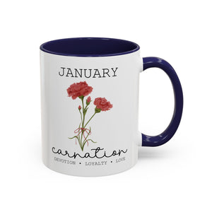 January Carnation, Virtues Birth Month Mug-Mug-Wild Pour