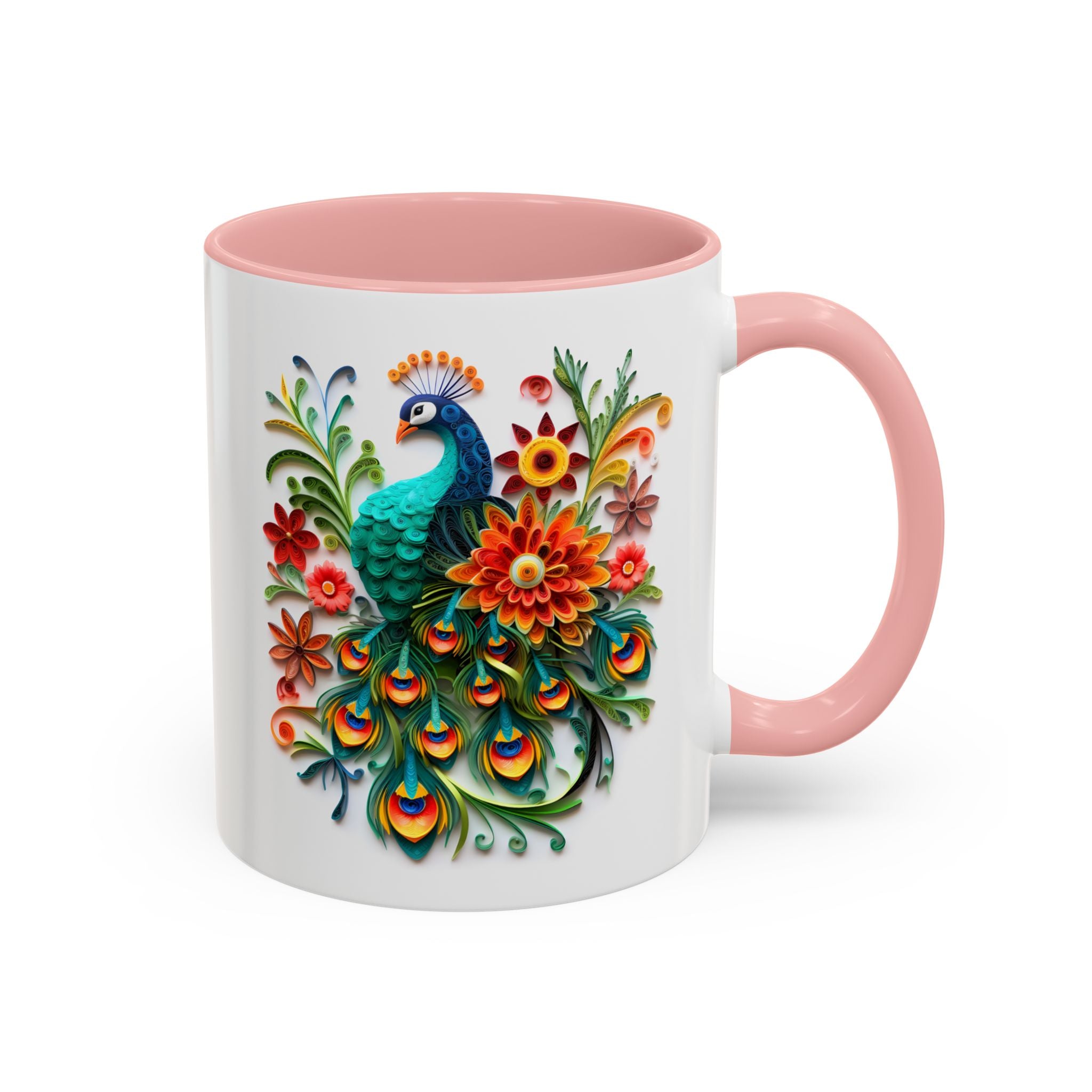 Peacock, Paper Quilling Mug-Mug-Wild Pour