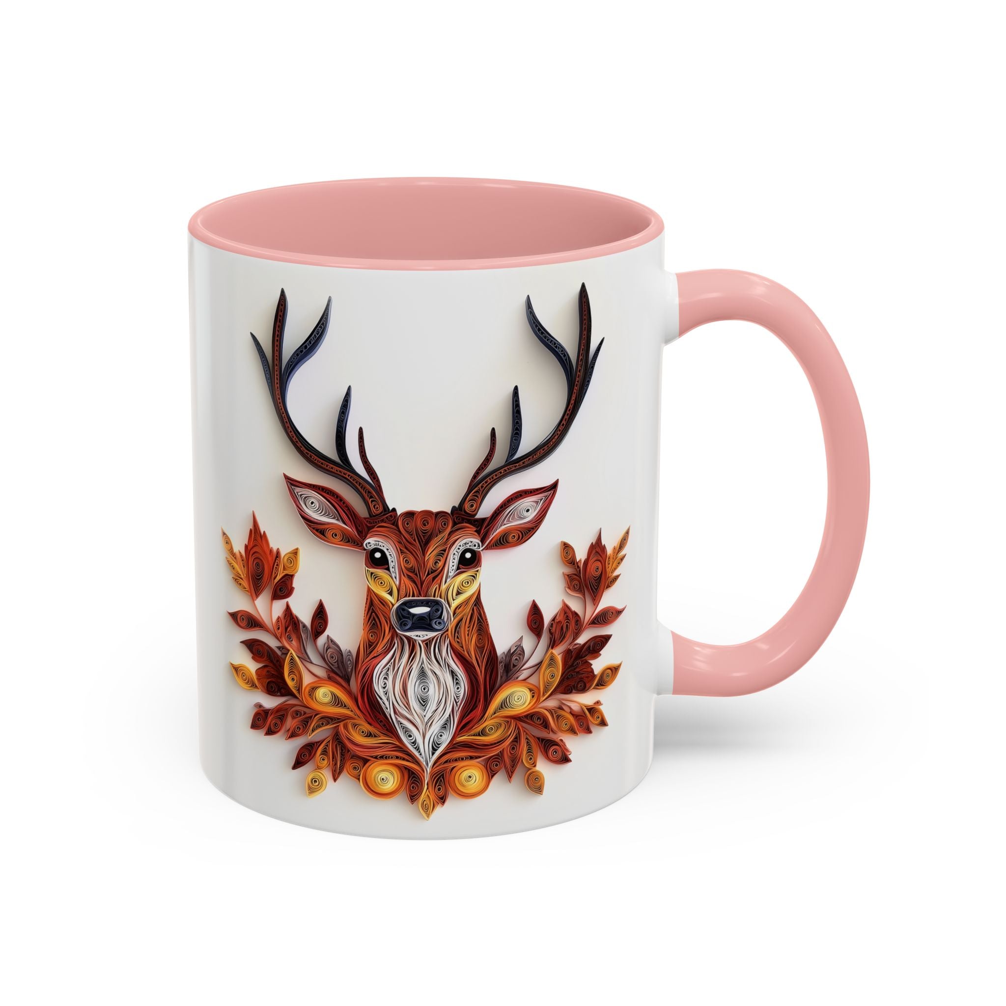 Deer with Fall Leaves, Paper Quilling Mug-Mug-Wild Pour