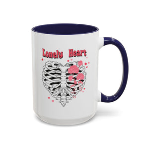 Lovely Heart, Anti-Valentine's Skeleton Mug - Available in a variety of vibrant accent colors, and in 15oz and 11oz sizes. Dishwasher and microwave safe.