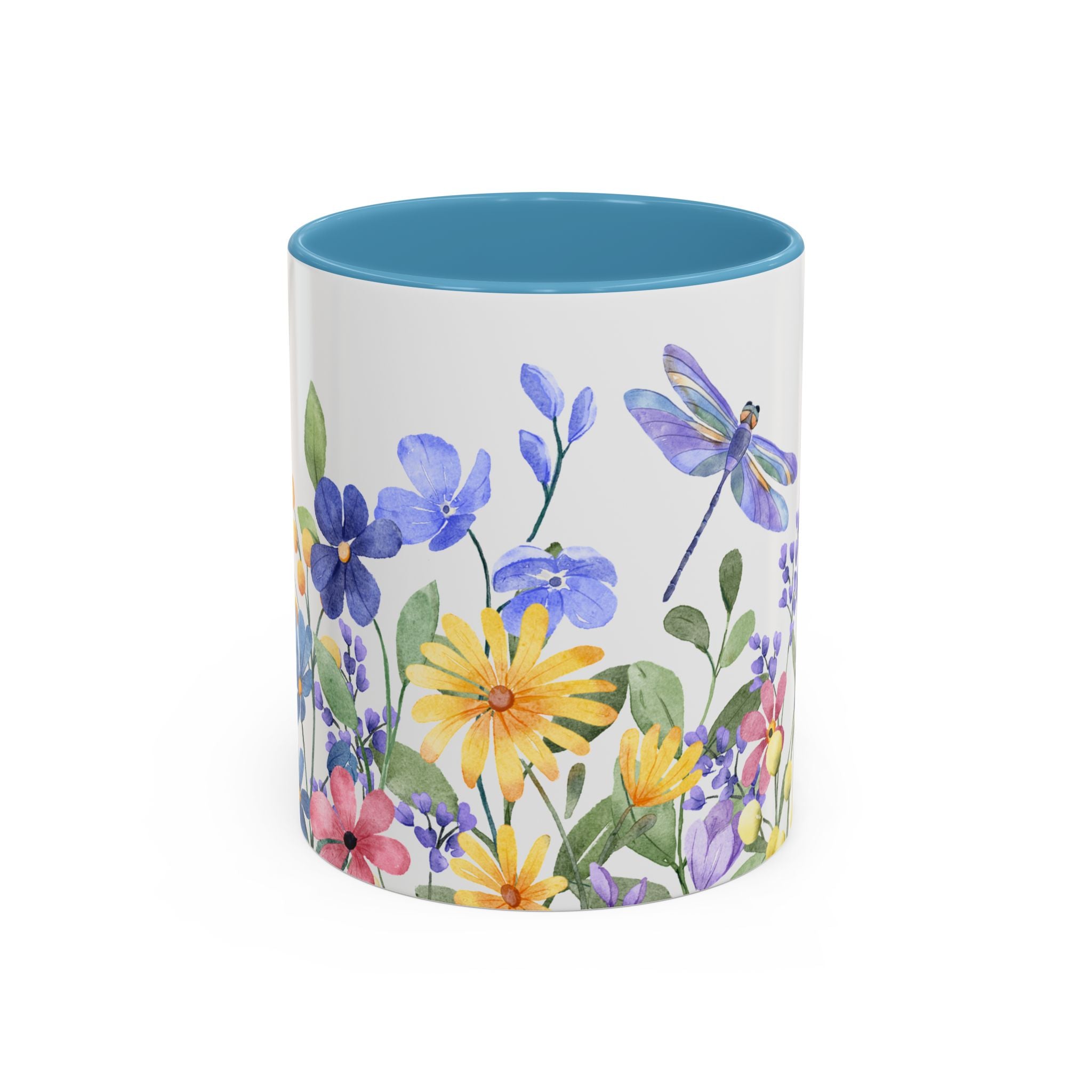 Spring Wildflowers and Dragonfly, Wrap-Around Art Mug