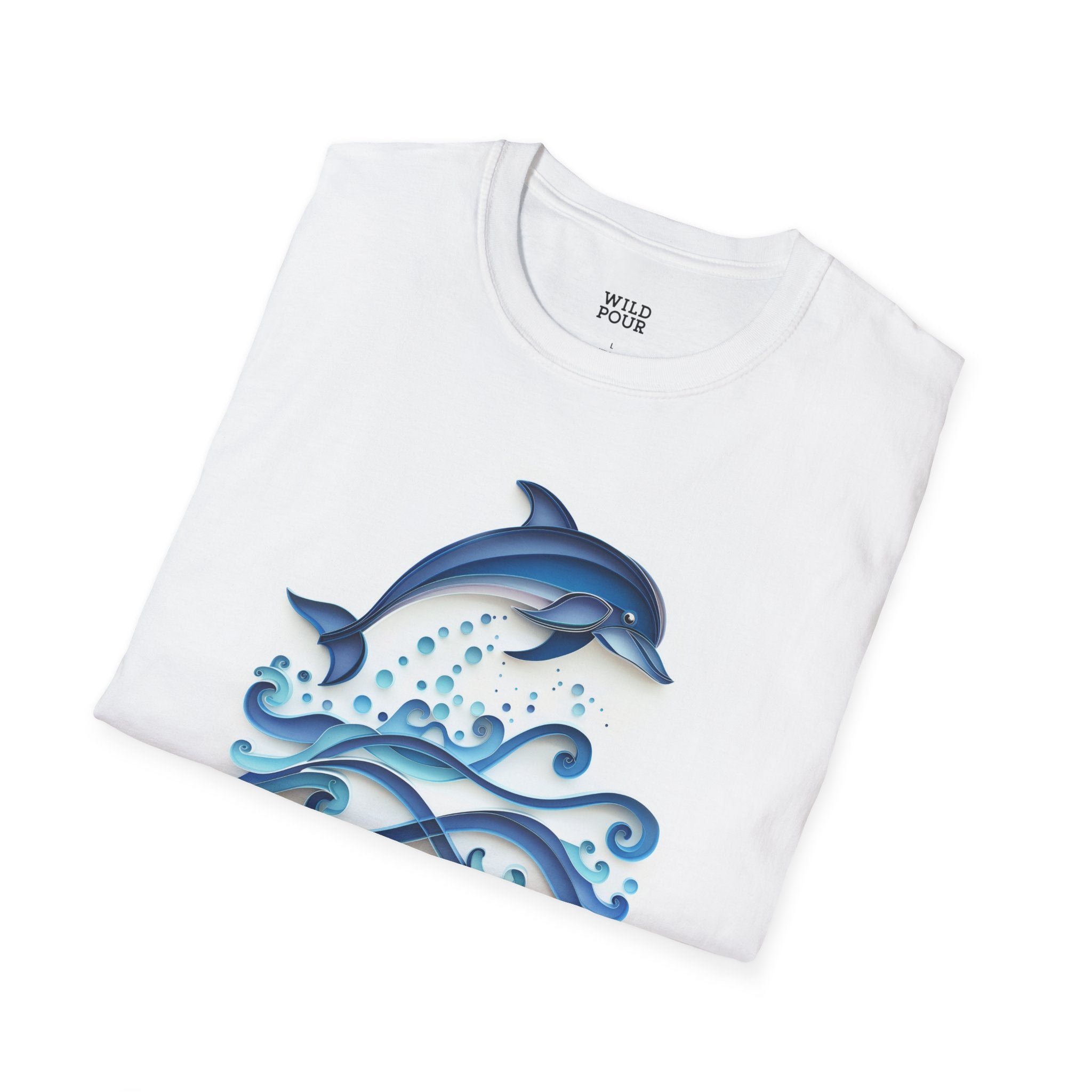 Dolphin, Paper Quilling Tee-Adult Tees-Wild Pour