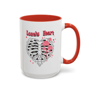 Lovely Heart, Anti-Valentine's Skeleton Mug - Available in a variety of vibrant accent colors, and in 15oz and 11oz sizes. Dishwasher and microwave safe.