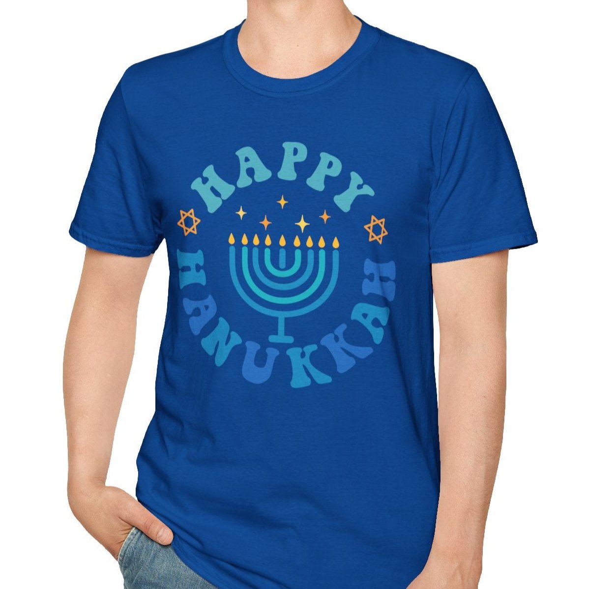 Happy Hanukkah, Menorah Tee-Adult Tees-Wild Pour