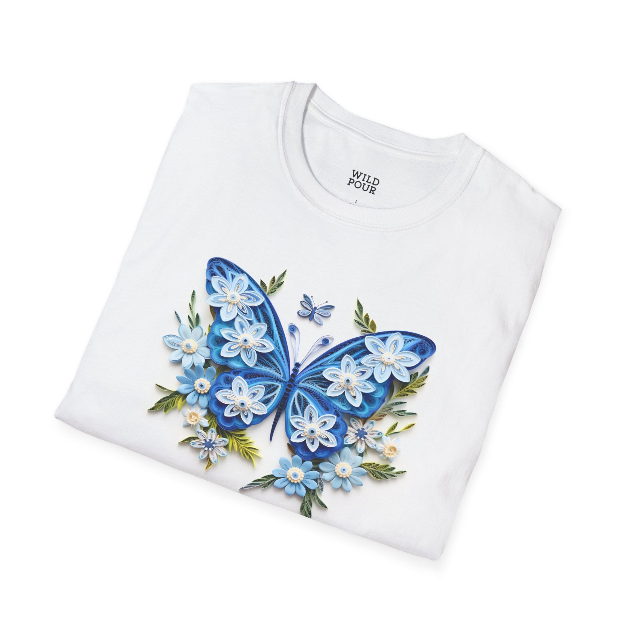 Blue Butterfly, Paper Quilling Tee-Adult Tees-Wild Pour